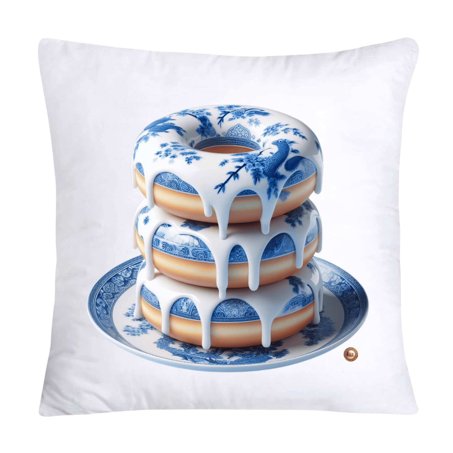 Blue Willow Whimsical Donut 18x18 Throw Pillow Covers-2307