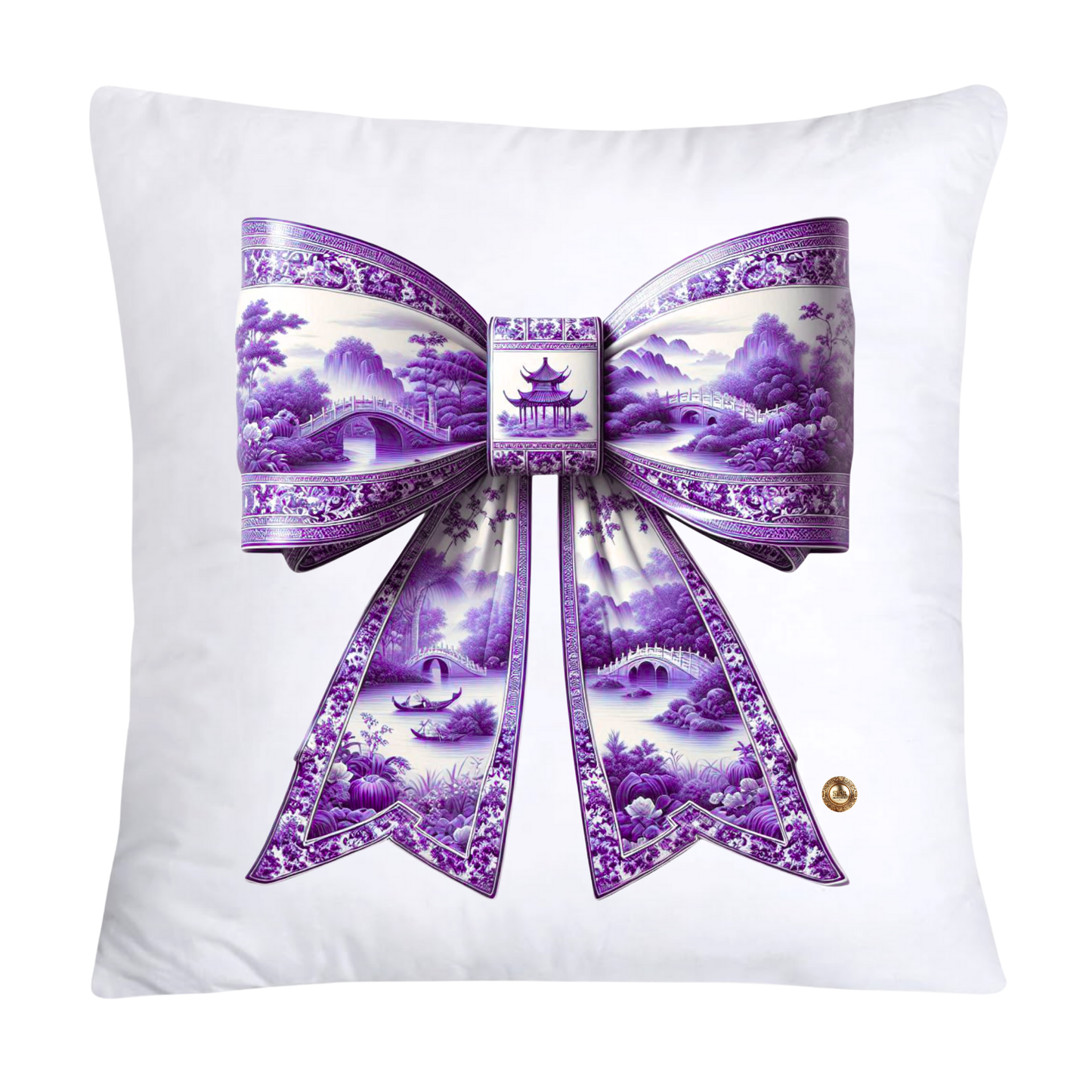 Violet Purple Willow Classic Chinoiserie Bow Pillow Covers 18x18-2565