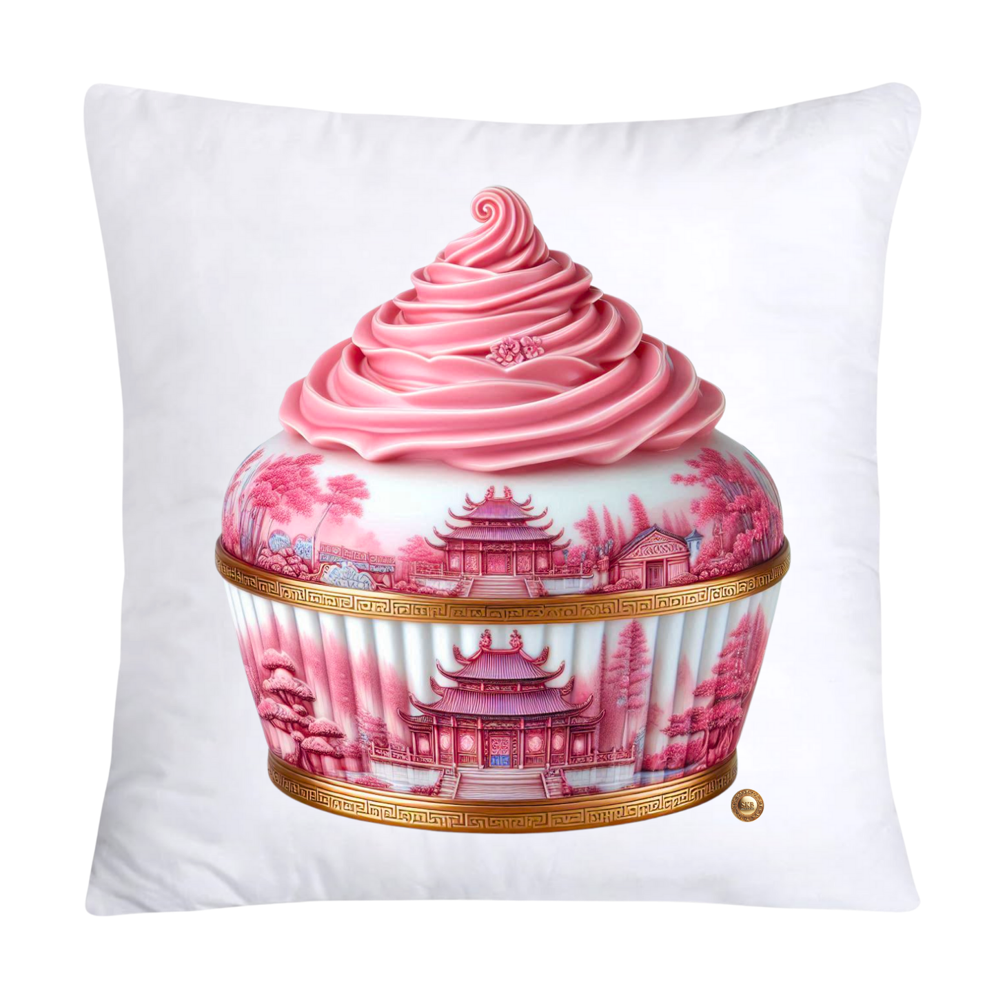 18x18 Pink Willow Chinoiserie Cupcake Throw Pillow Covers-5380