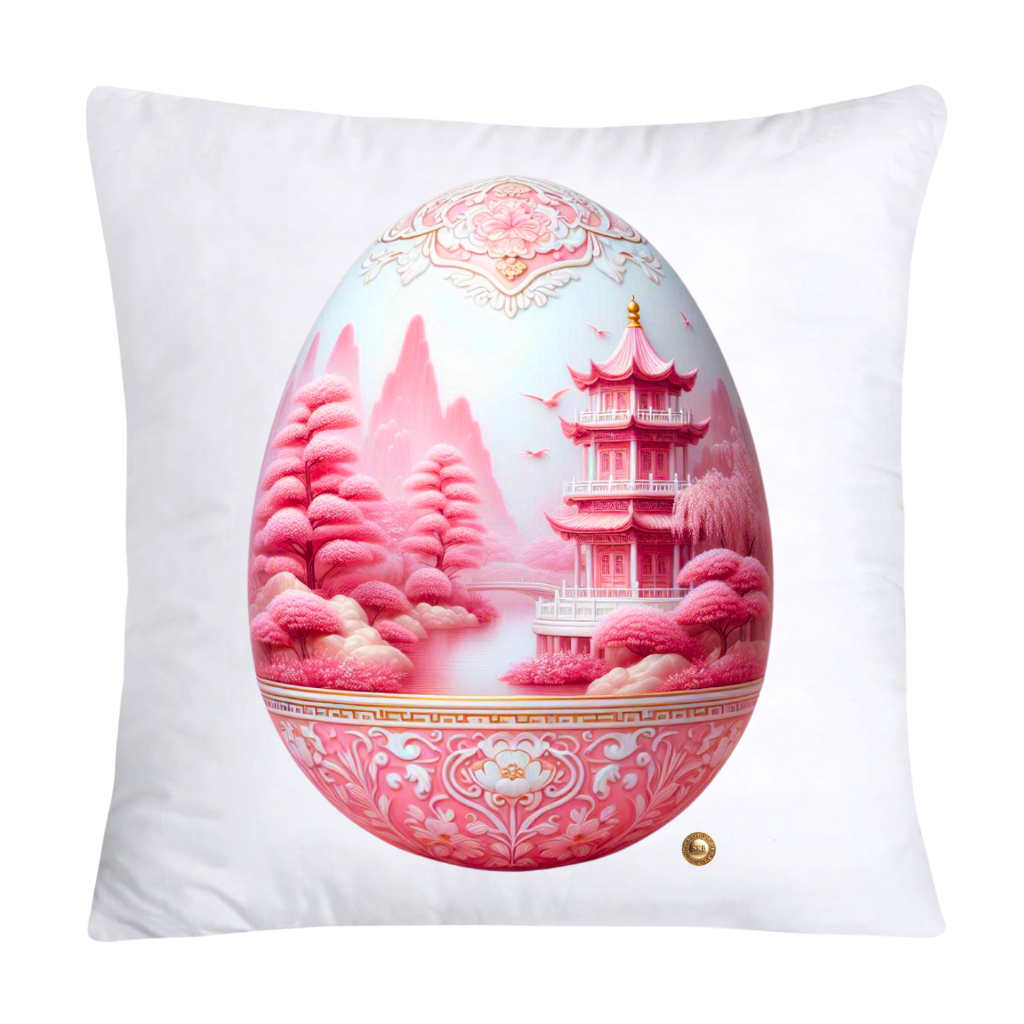 Pink Willow Chinoiserie Egg 18x18 Throw Pillow Covers-5925