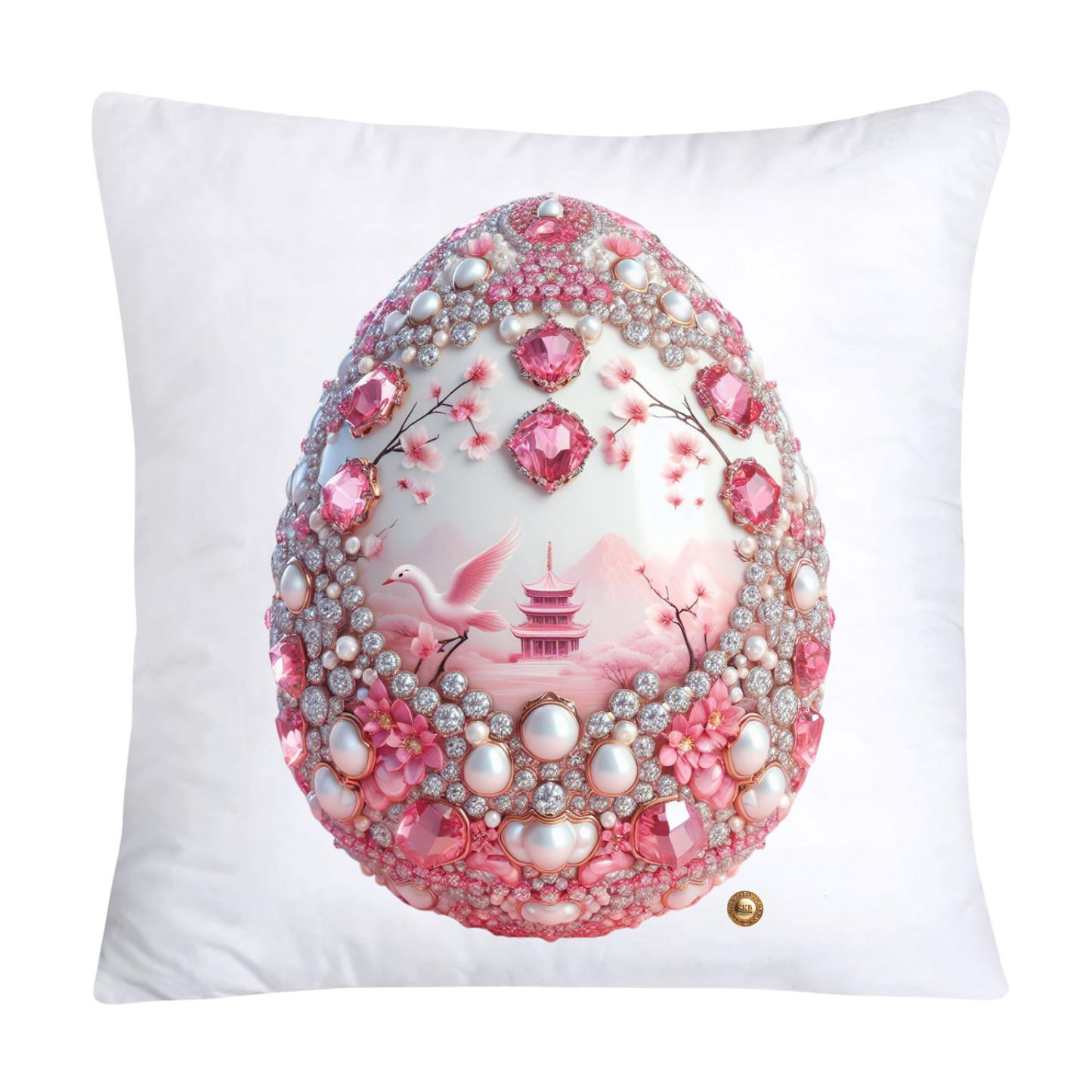 Pink Willow Chinoiserie Egg 18x18 Throw Pillow Covers-5923