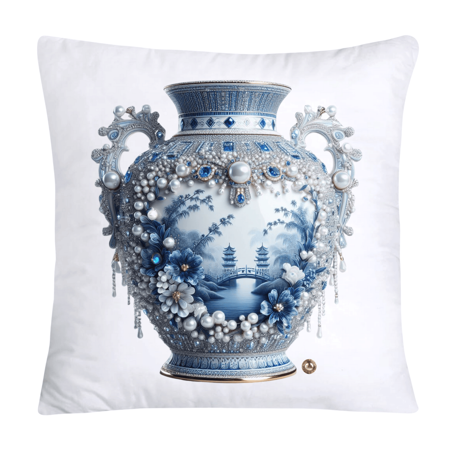 Blue Willow Chinoiserie 18x18 Stunning Vase Pillow Covers-4107