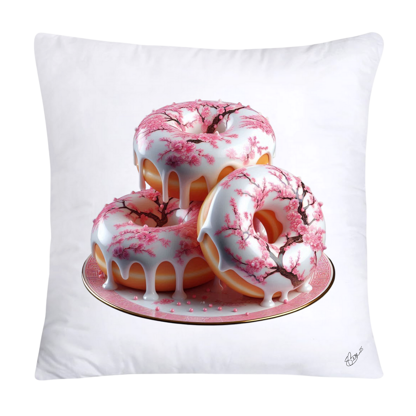 Pink Willow Chinoiserie Donut Throw Pillow Covers 18X18-2754