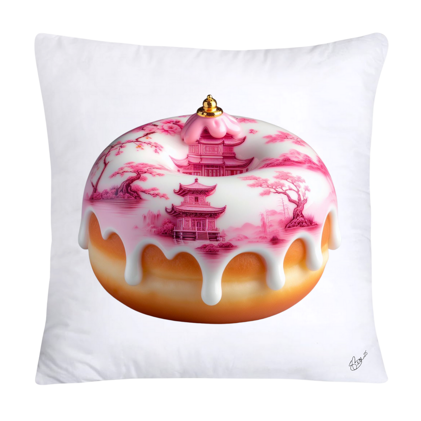 Pink Willow Chinoiserie Donut Throw Pillow Covers 18X18-2761