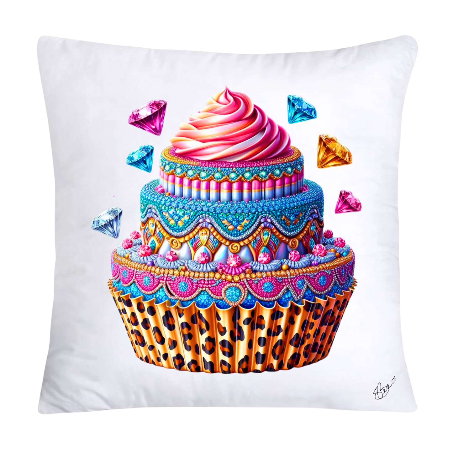 Wild Animal Print Cupcake Throw Pillow Covers 18x18-874
