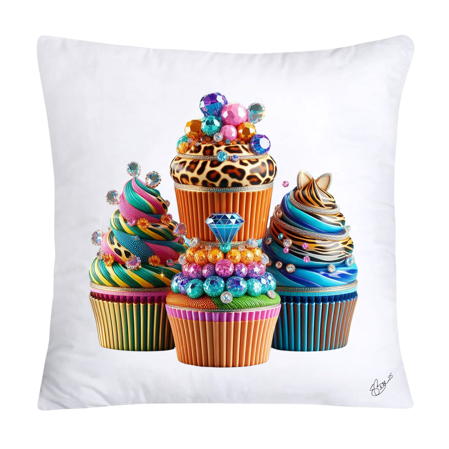 Wild Animal Print Cupcake 18x18 Throw Pillow Covers-831