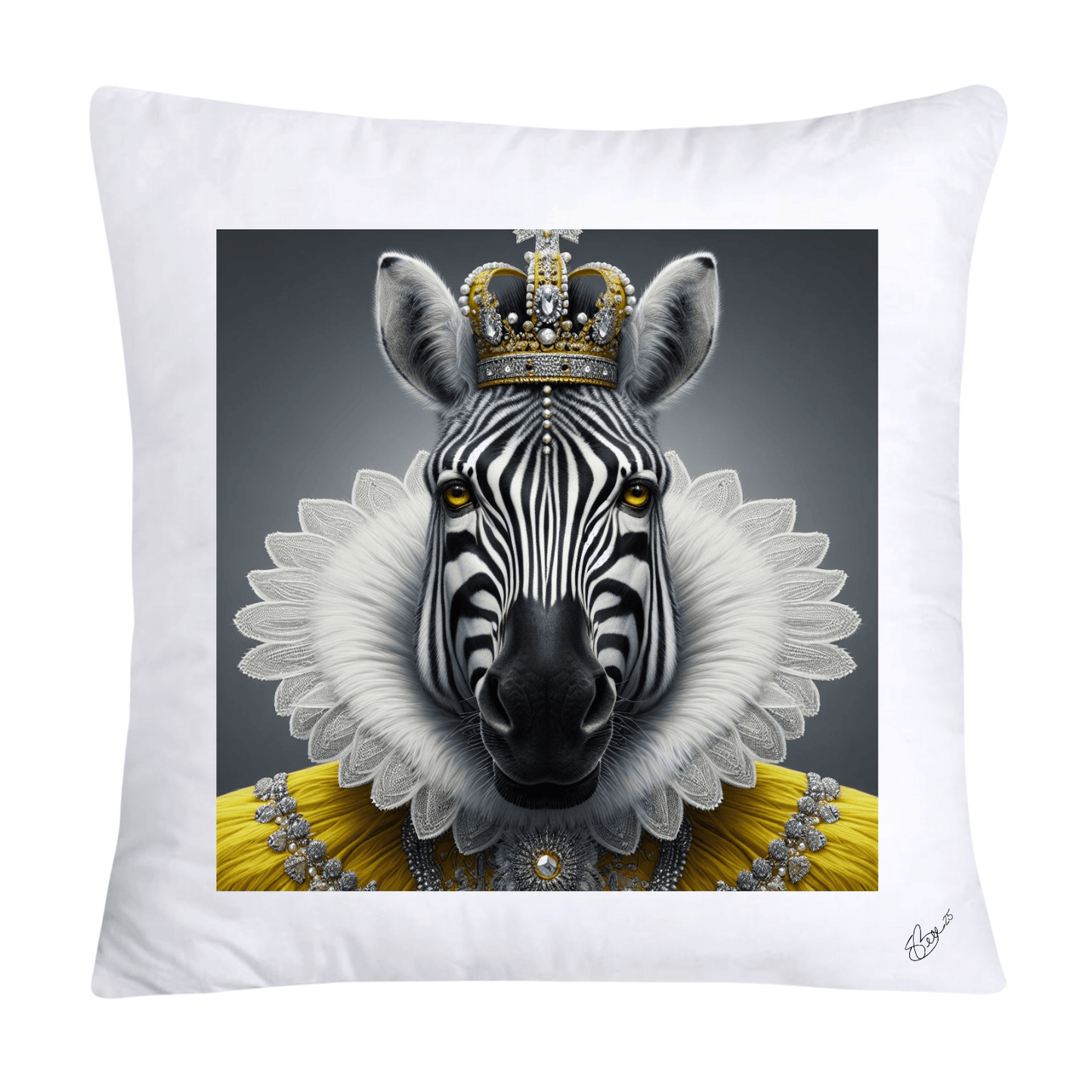 Royal Pet Portrait Throw Pillow Covers 18X18-Kings and Queens-Zebra-664