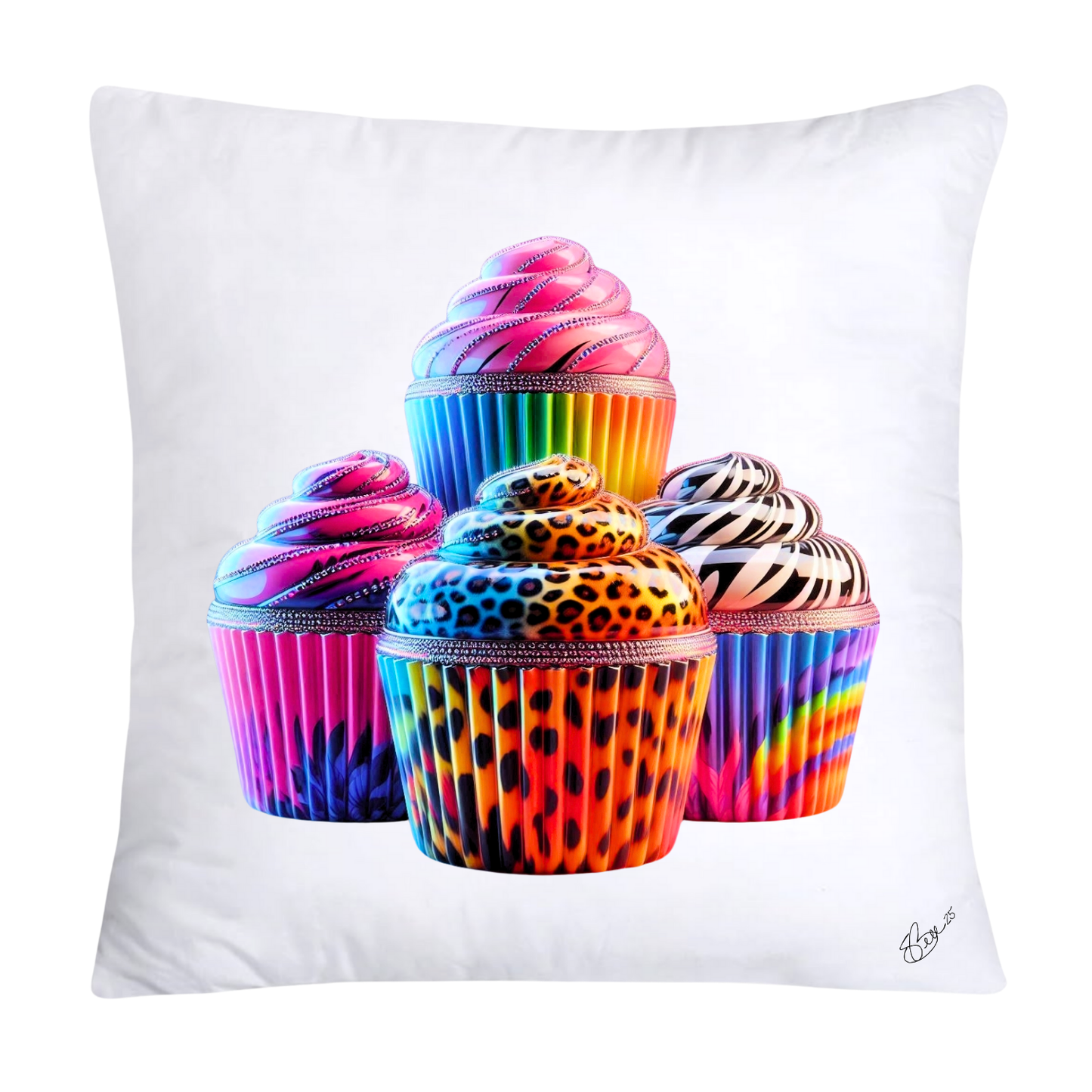 Wild Animal Print Cupcake Throw Pillow Covers 18x18-377