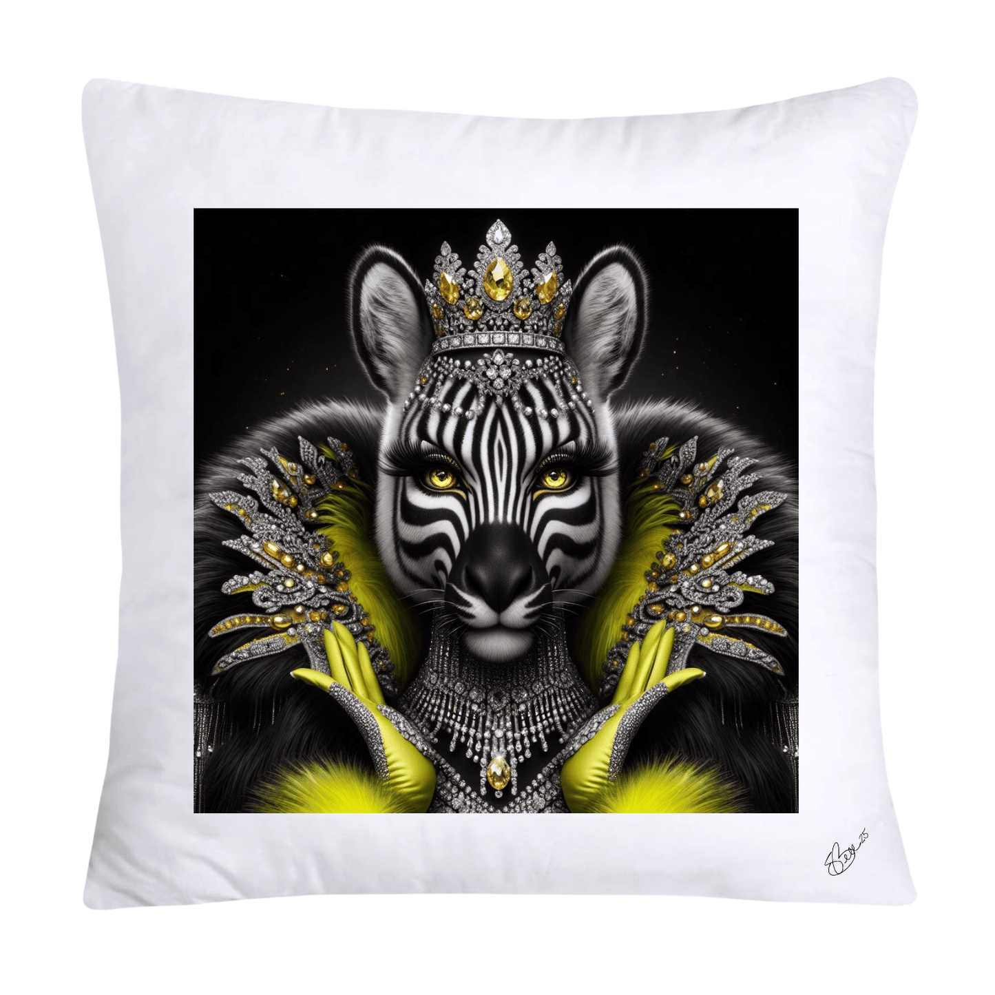 Royal Pet Portrait Throw Pillow Covers 18X18-Kings and Queens-Zebra-713