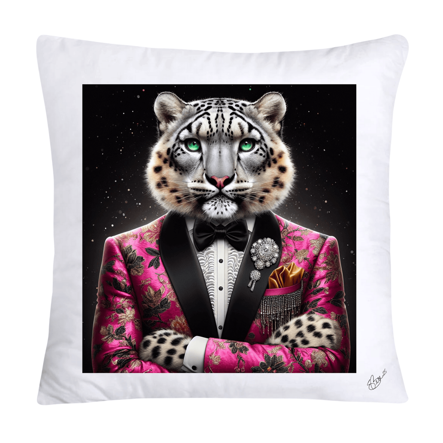 Royal Pet Portrait Throw Pillow Covers 18X18-Leopard Kings and Queens-650