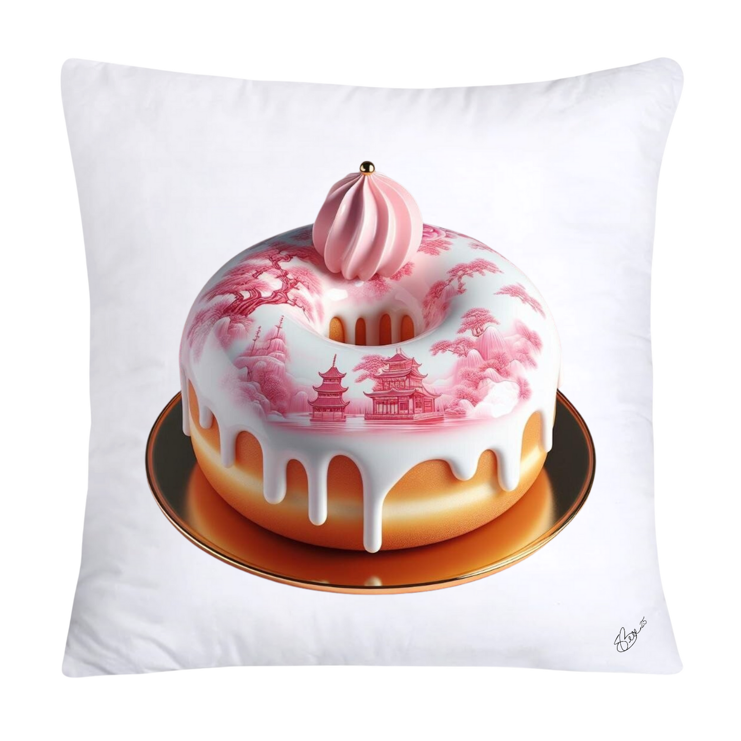 Pink Willow Chinoiserie Donut Throw Pillow Covers 18X18-2765