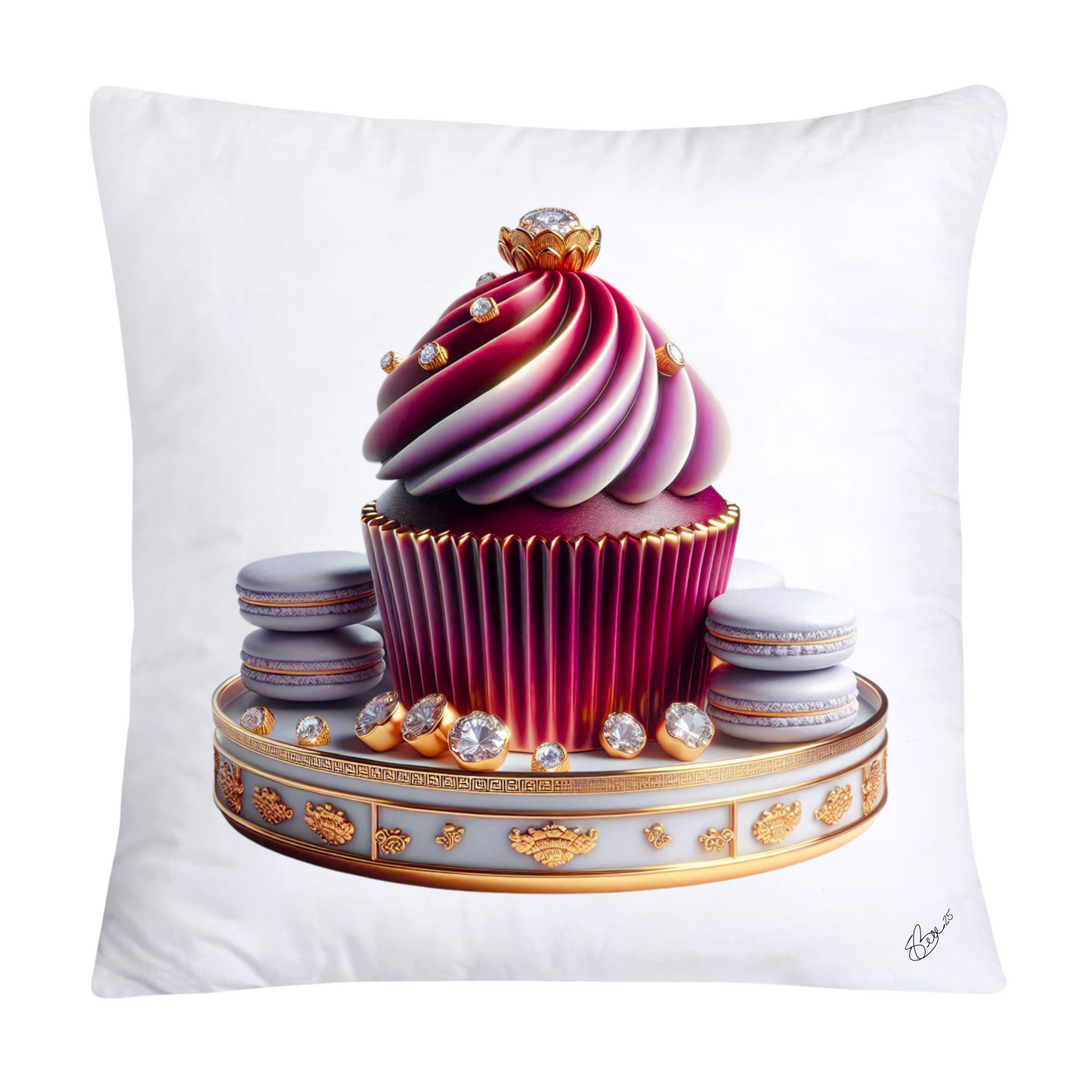 Chinoiserie Maroon Willow Macaroon Pillow Covers-2773