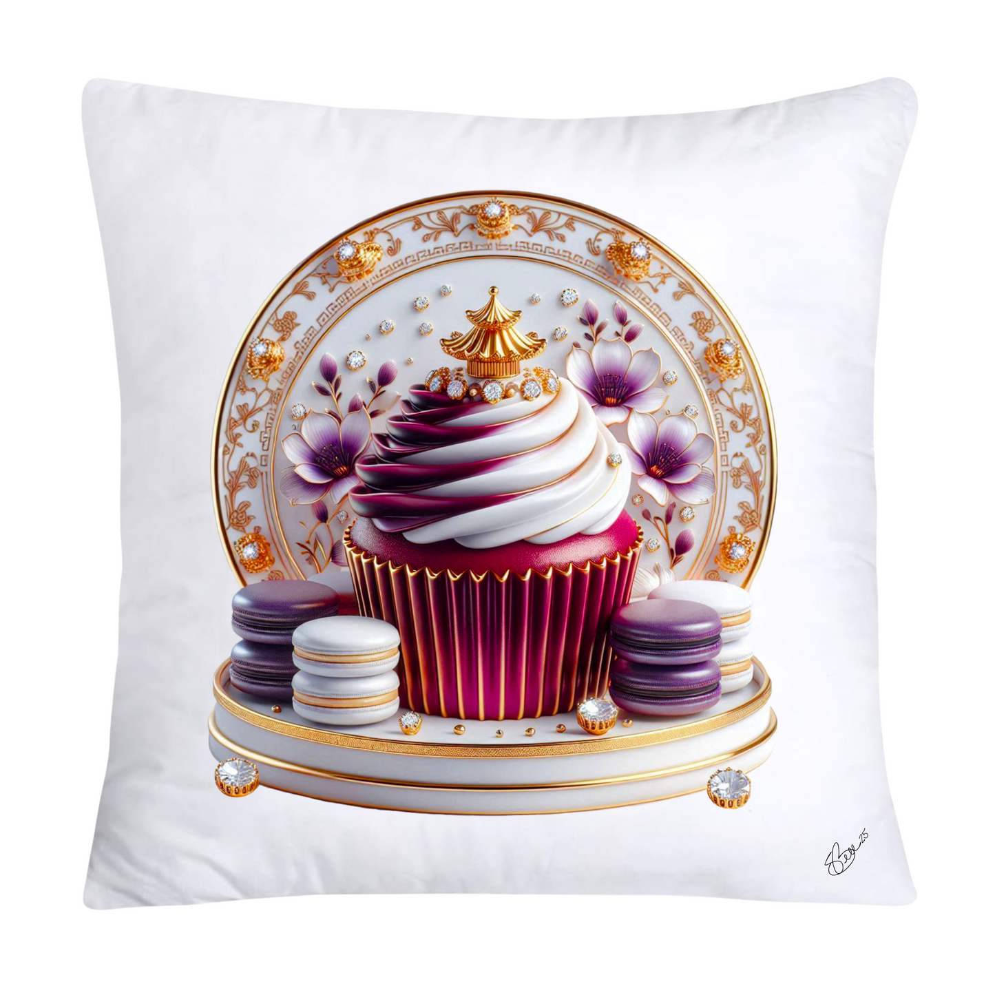 Chinoiserie Maroon Willow Macaroon Pillow Covers-2783