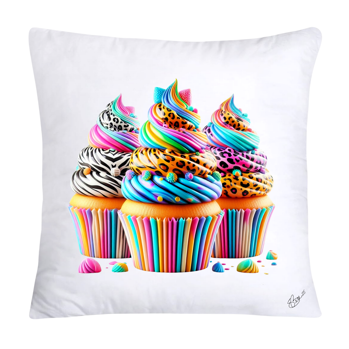 Wild Animal Print Cupcake 18x18 Throw Pillow Covers-835
