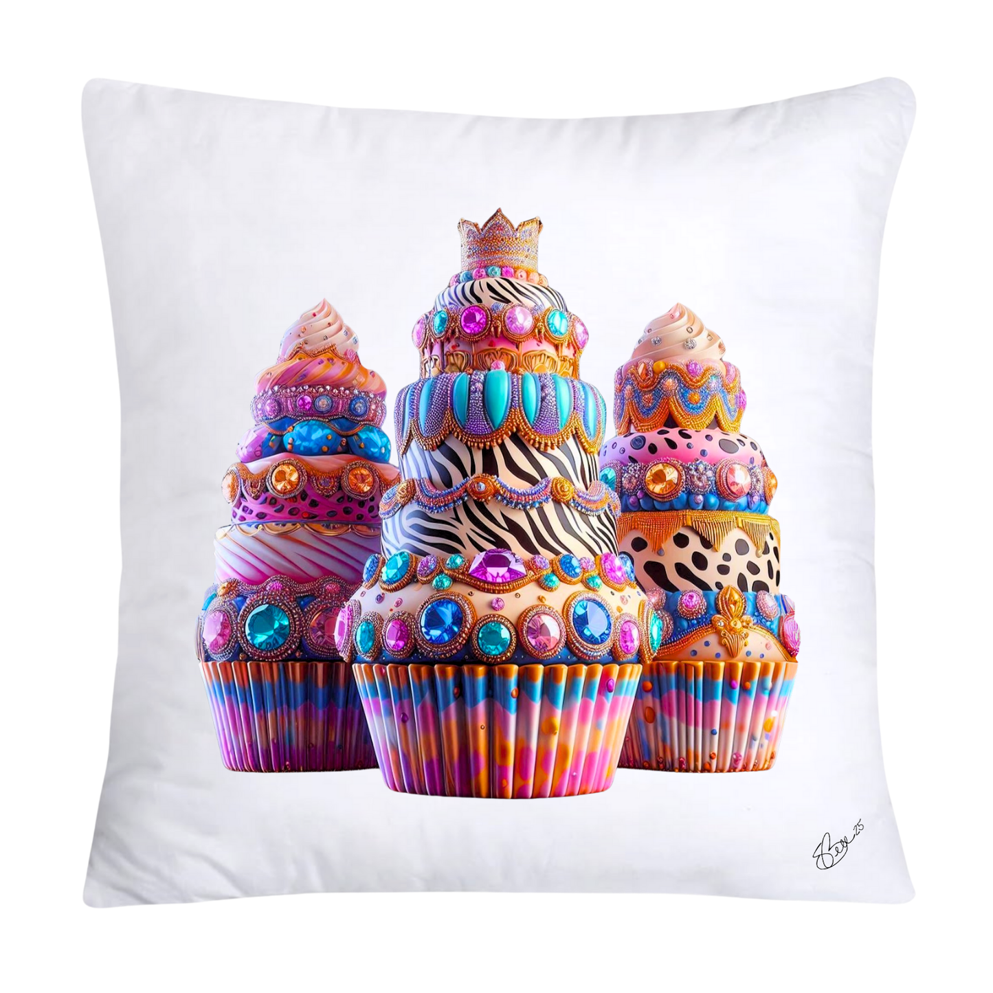 Wild Animal Print Cupcake Throw Pillow Covers 18x18-870