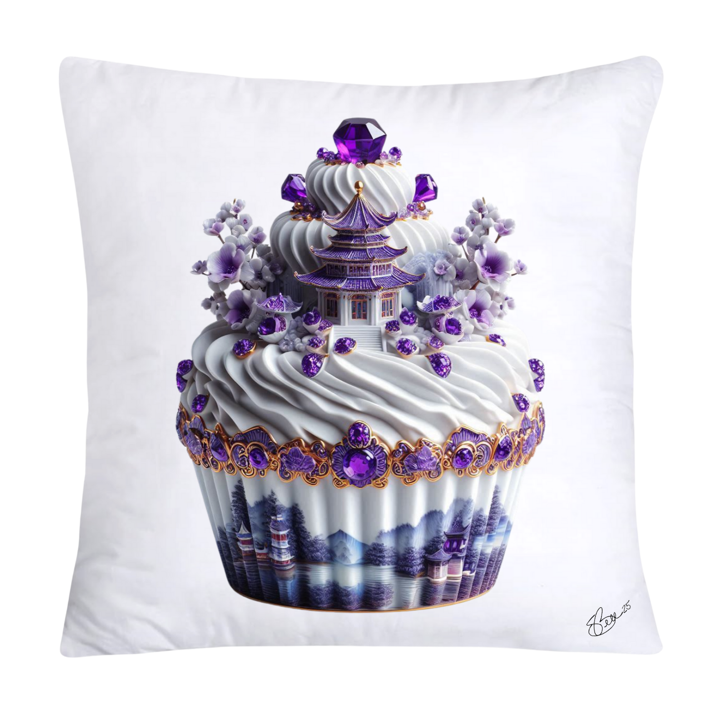 Purple Willow 18x18 Whimsical Cupcake Pillow Covers-556