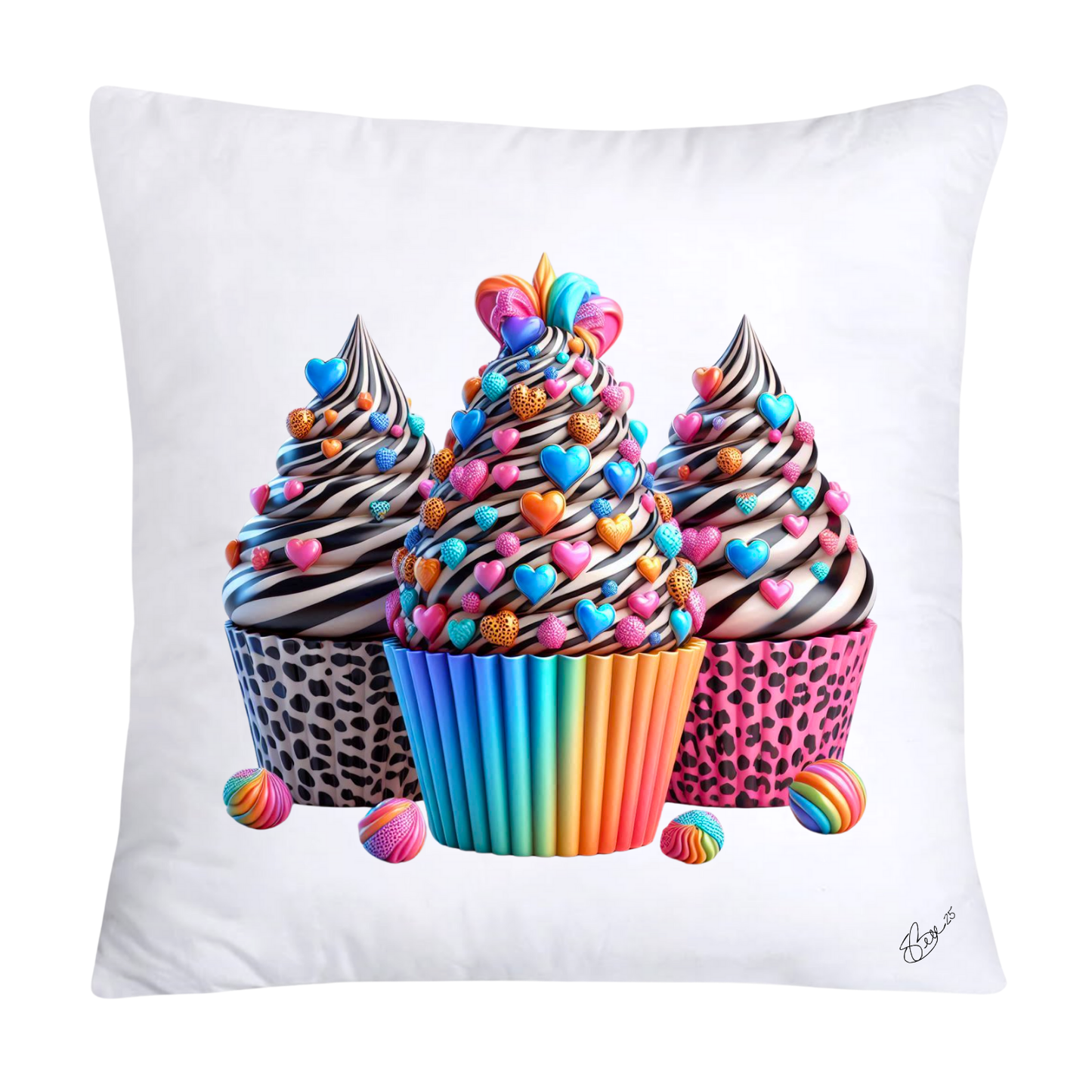Wild Animal Print Cupcake 18x18 Throw Pillow Covers-855