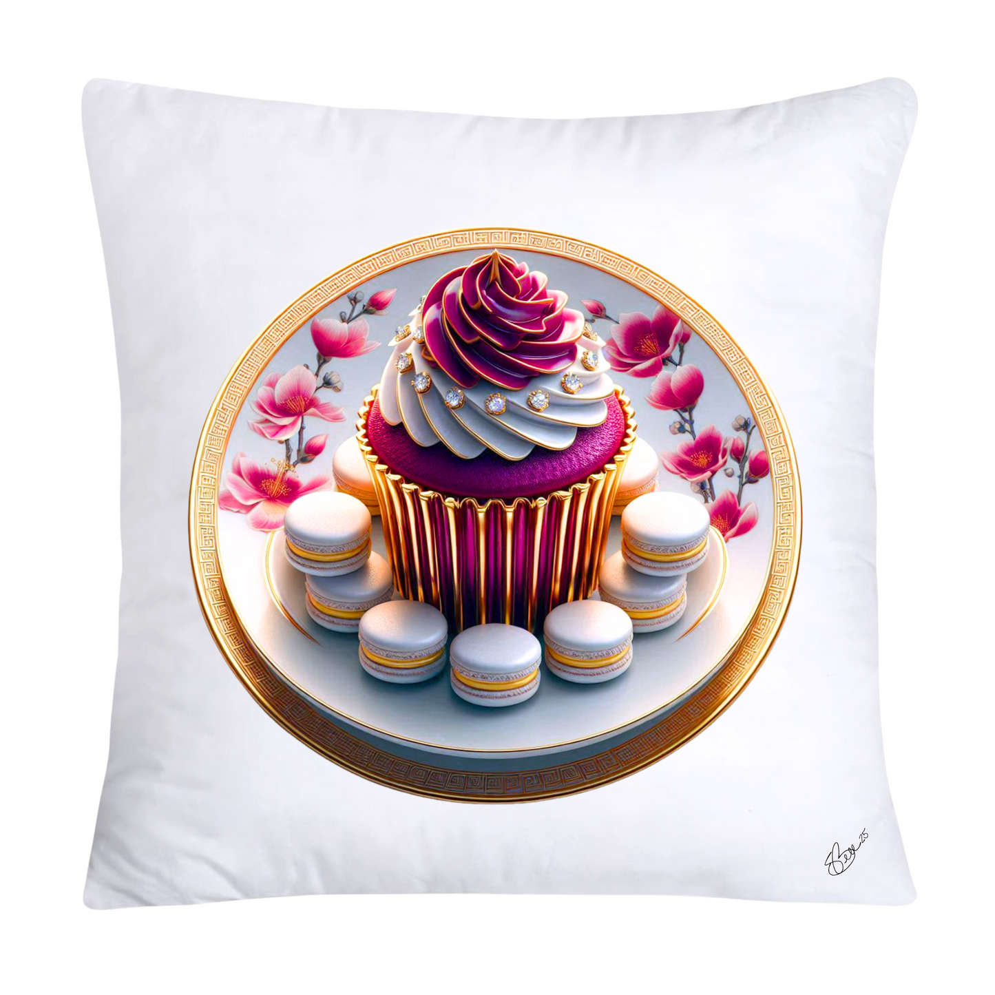 Chinoiserie Maroon Willow Macaroon Pillow Covers-2790