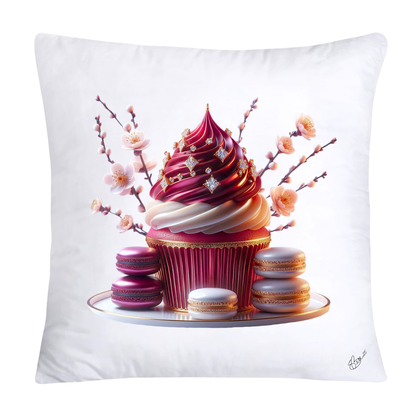 Chinoiserie Maroon Willow Macaroon Pillow Covers-2776