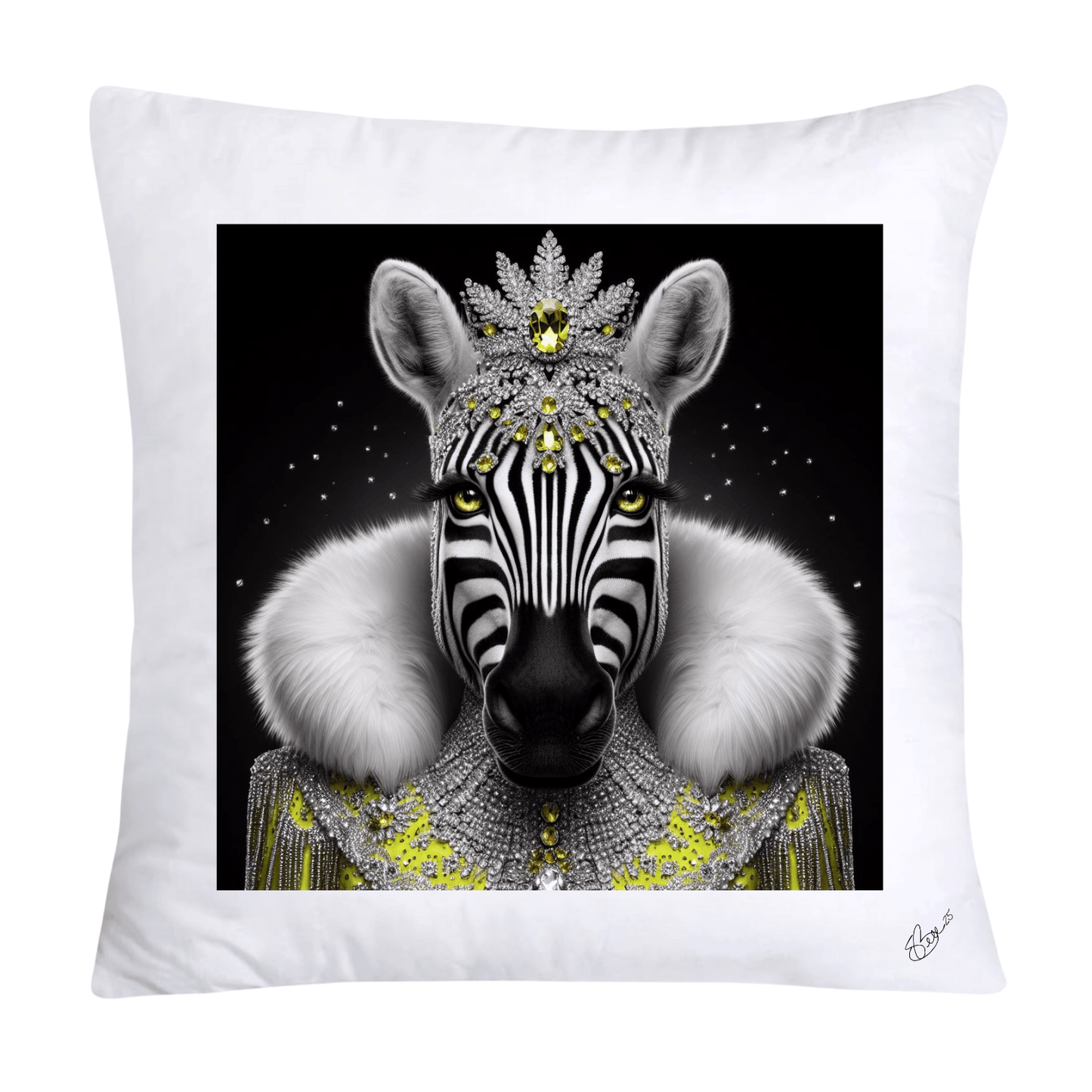 Royal Pet Portrait Throw Pillow Covers 18X18-Kings and Queens-Zebra-665