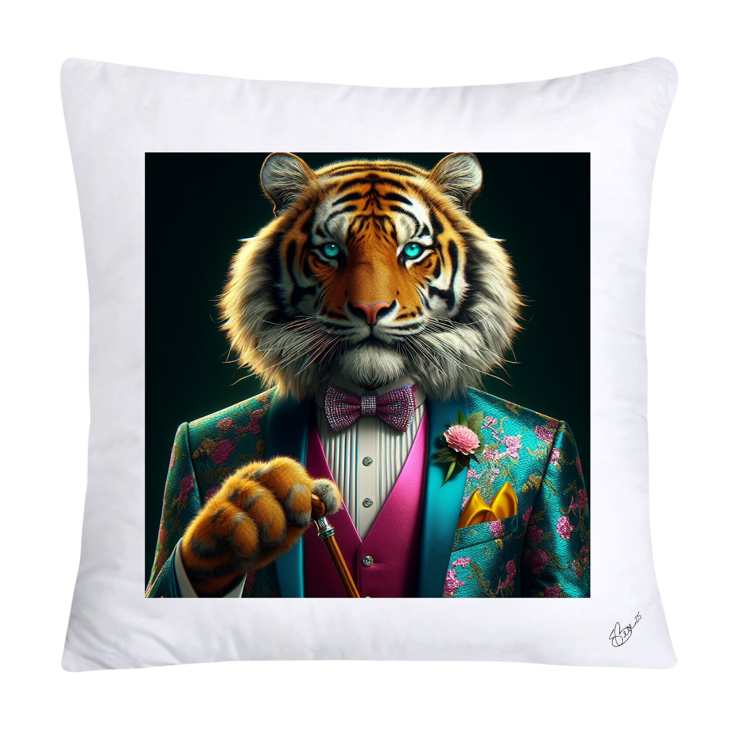 Royal Pet Portrait Throw Pillow Covers 18X18-Tiger Kings and Queens-610
