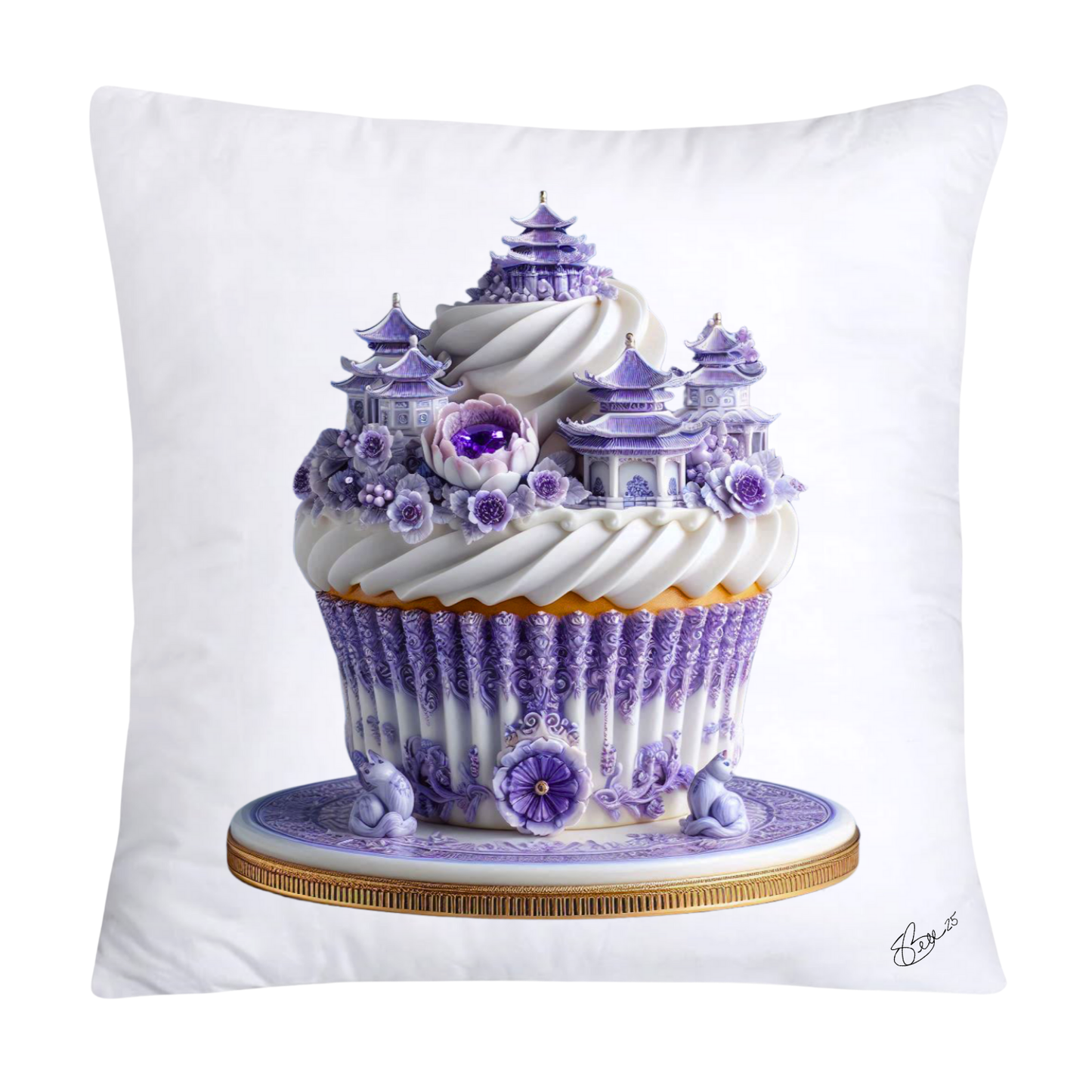 18x18 Purple Willow Whimsical Cupcake Pillow Covers-546