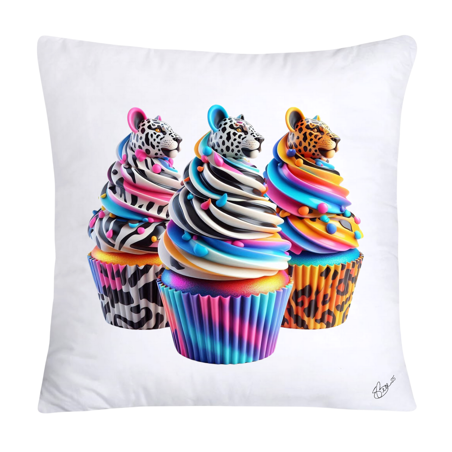 Wild Animal Print Cupcake 18x18 Throw Pillow Covers-843