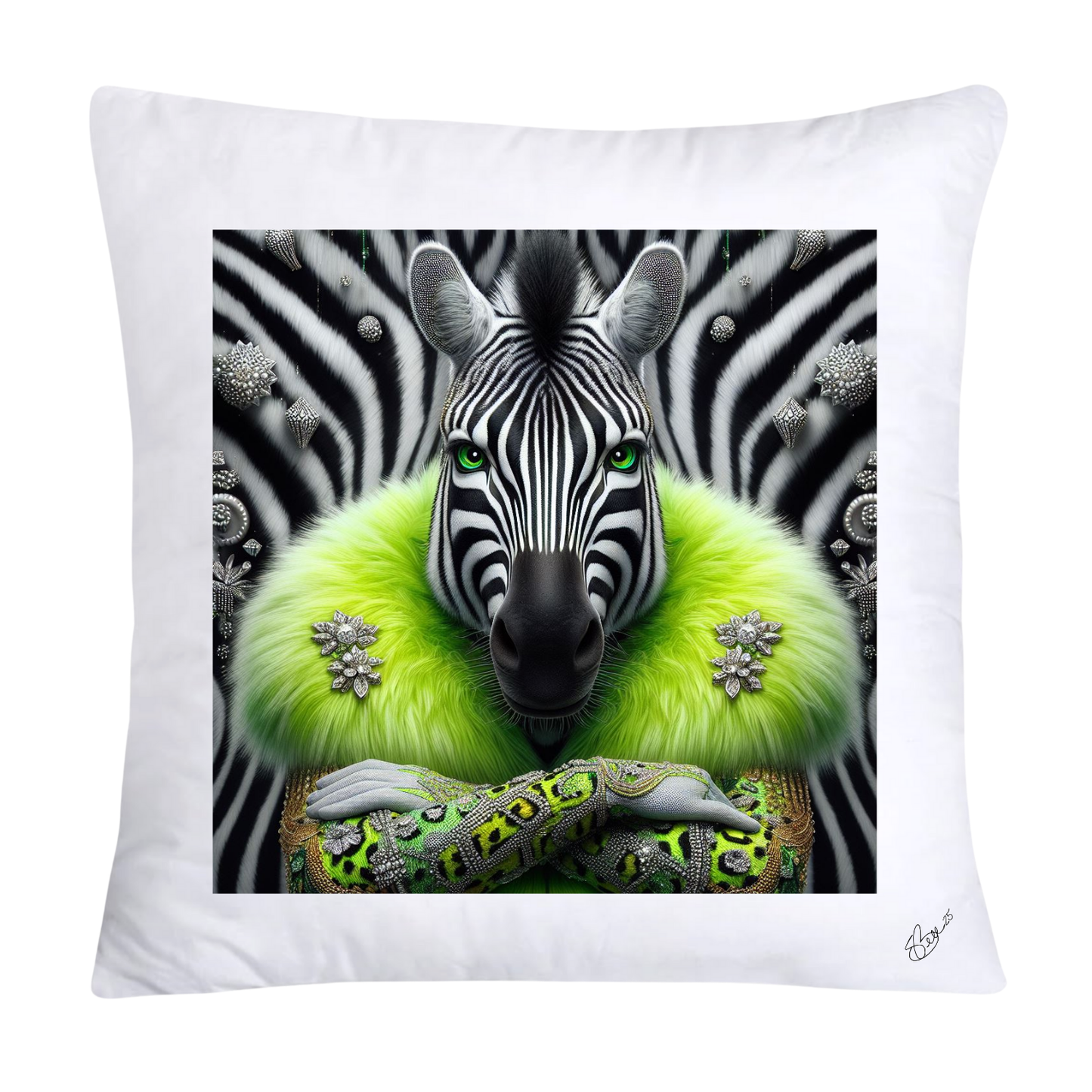Royal Pet Portrait Throw Pillow Covers 18X18-Kings and Queens-Zebra-715