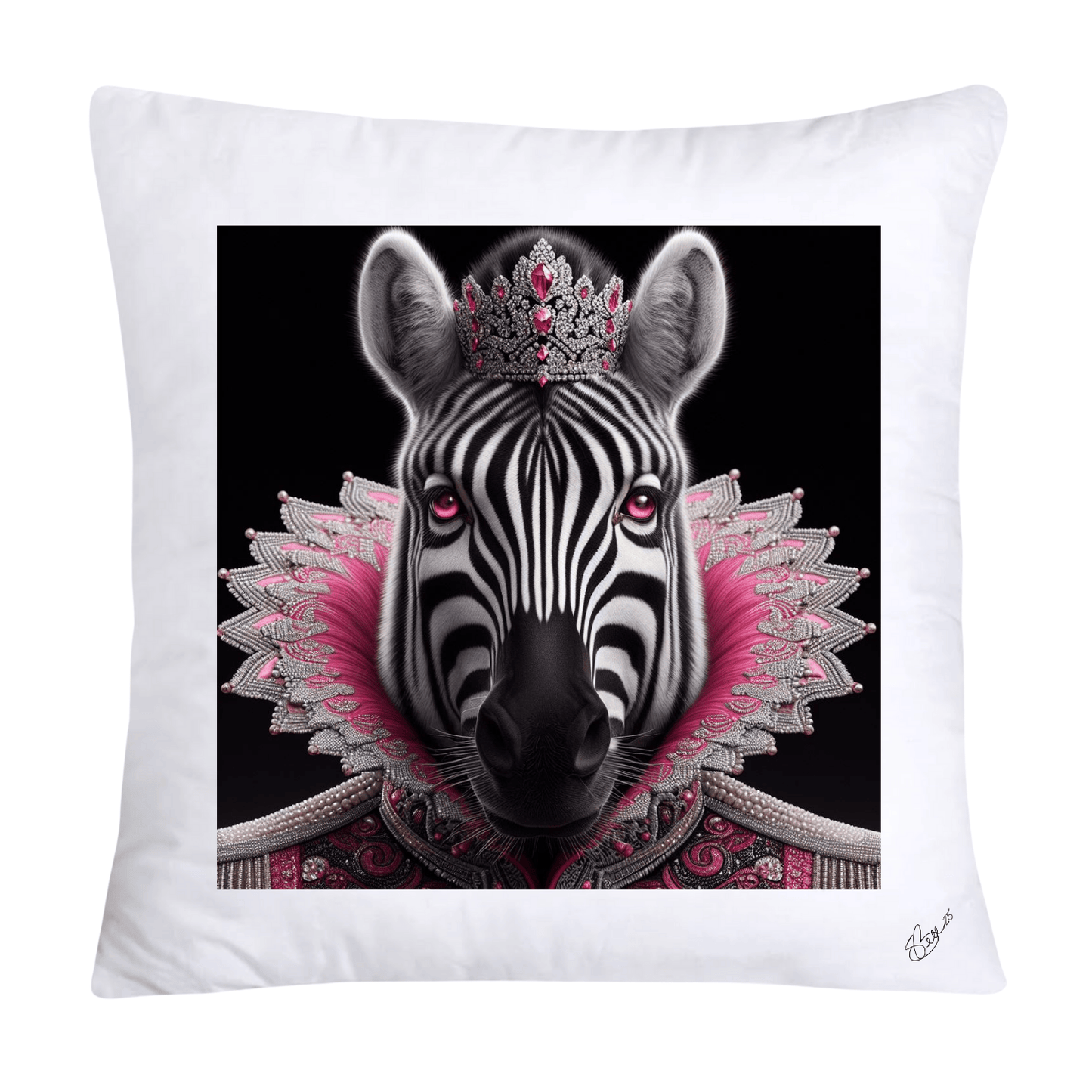 Royal Pet Portrait Throw Pillow Covers 18X18-Kings and Queens-Zebra-708