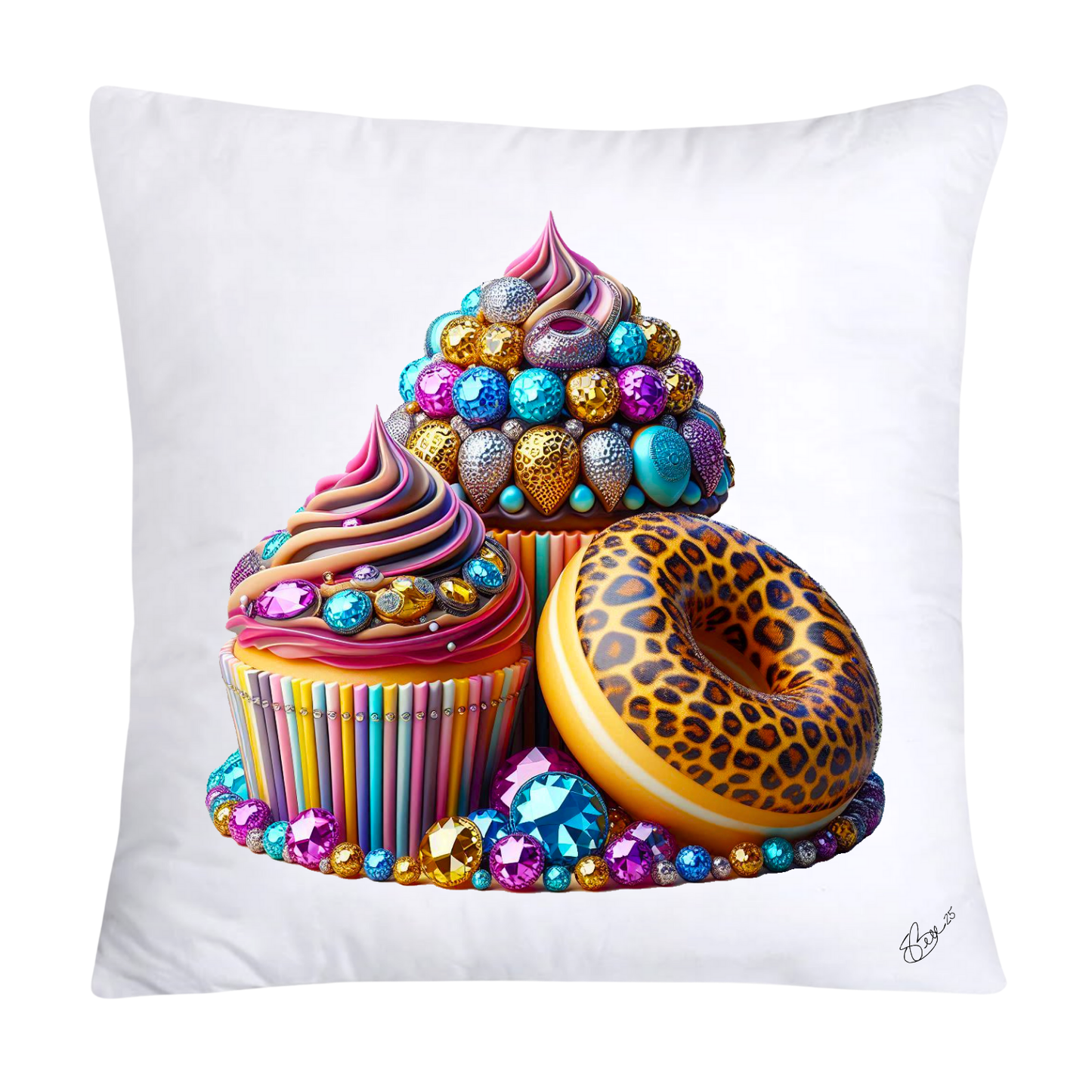 Wild Animal Print Cupcake Throw Pillow Covers 18x18-866