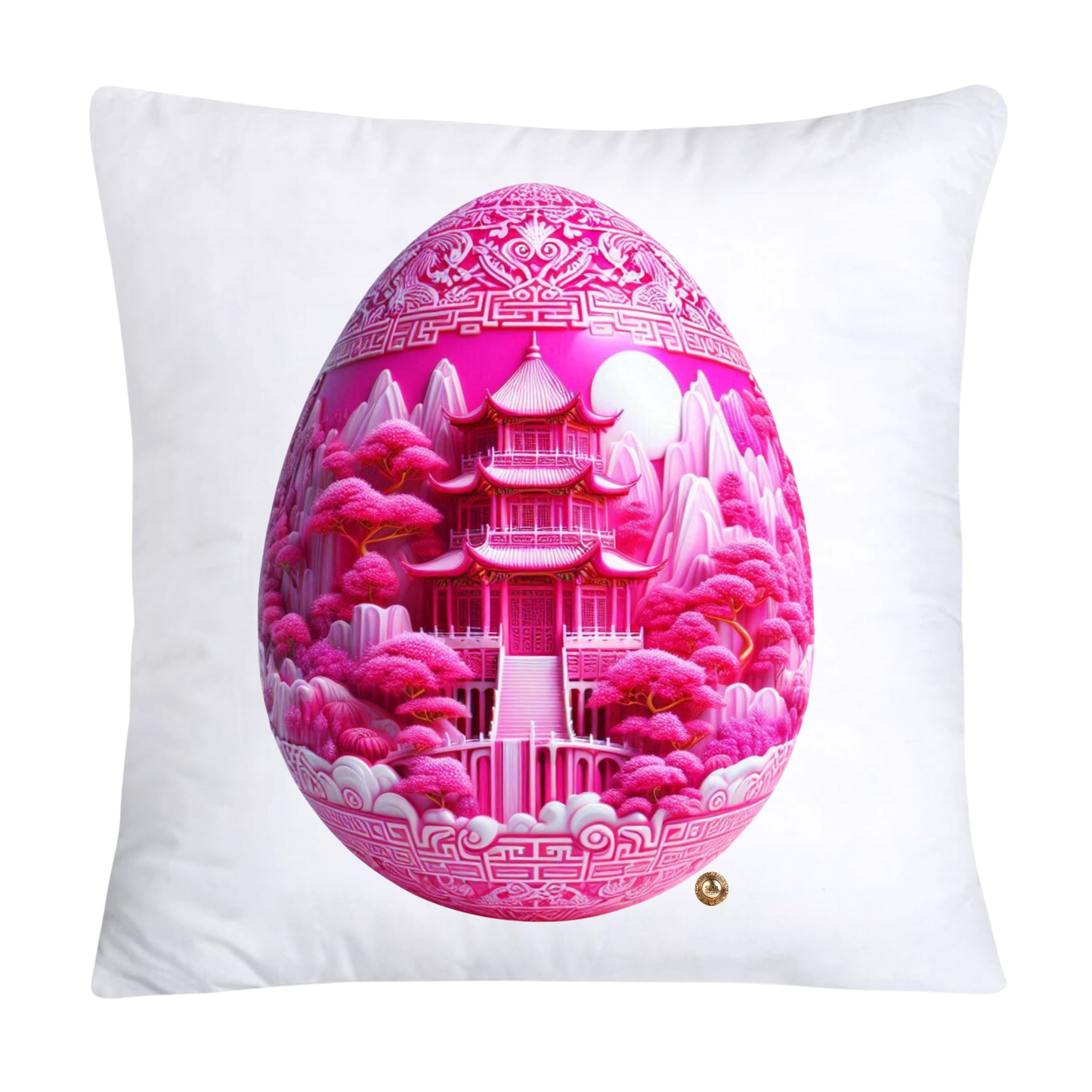 18x18 Pink and White Willow Egg Pillow Covers Vintage Inspired-2752