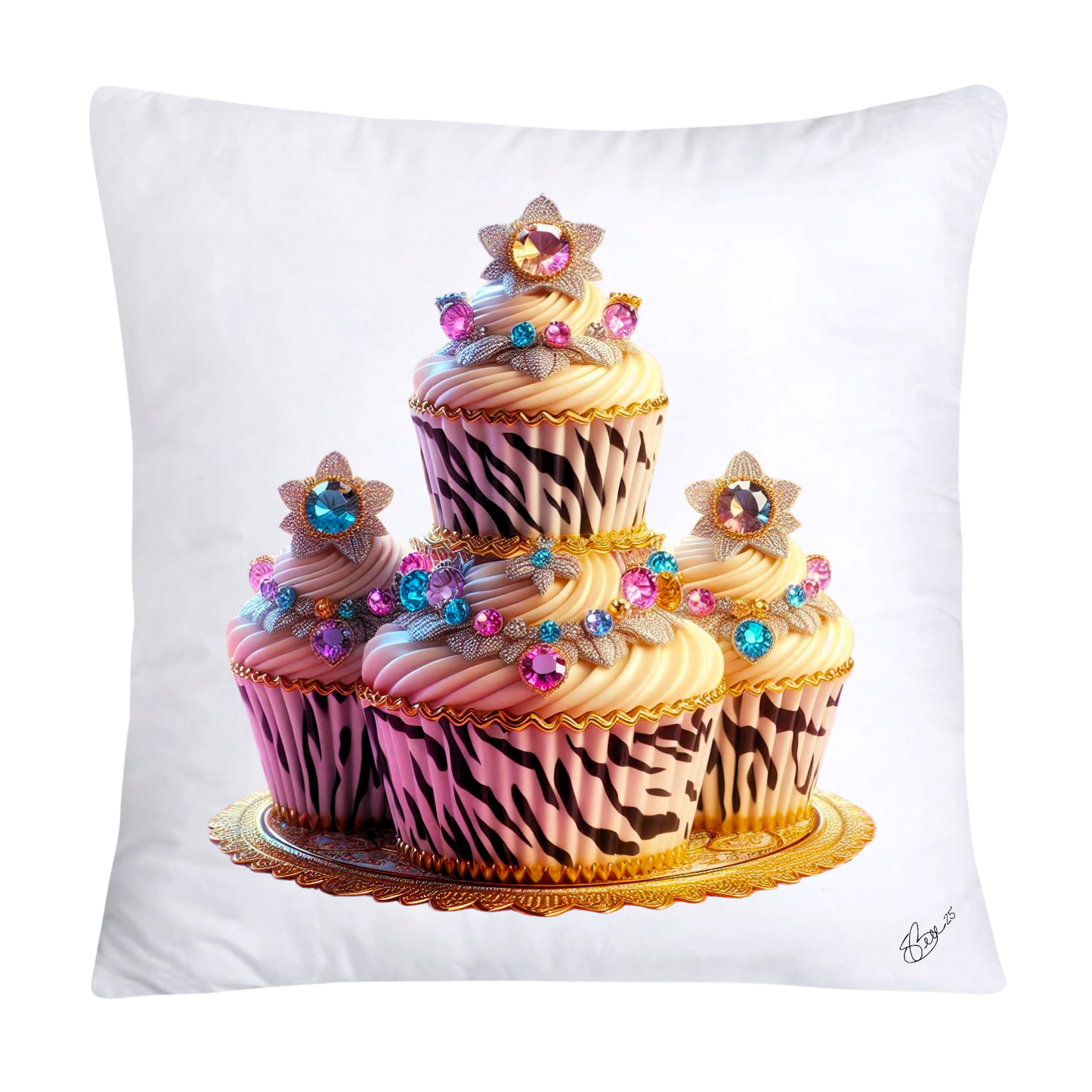 Wild Animal Print Cupcake Throw Pillow Covers 18x18