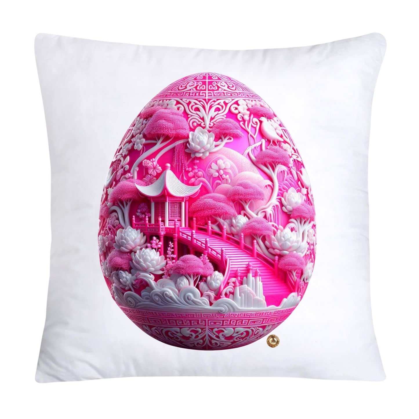 18x18 Pink and White Willow Egg Pillow Covers Vintage Inspired-2753