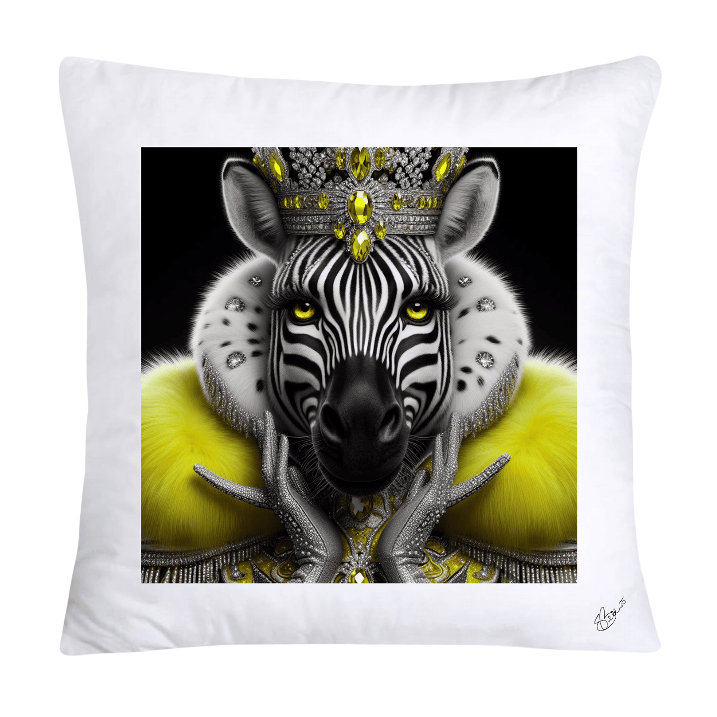 Royal Pet Portrait Throw Pillow Covers 18X18-Kings and Queens-Zebra-666