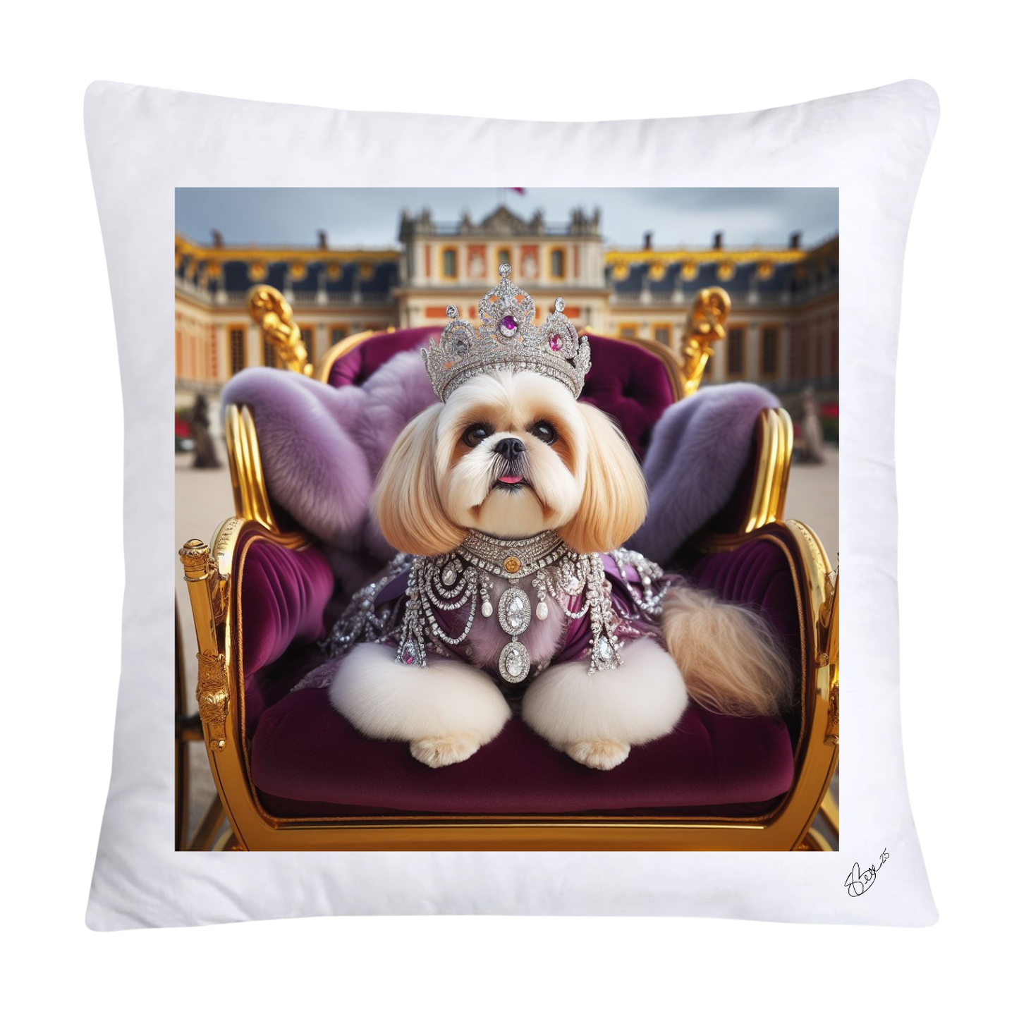 Royal Pet Portrait Pillow Covers 18X18-Shih Tzu at Versailles-588