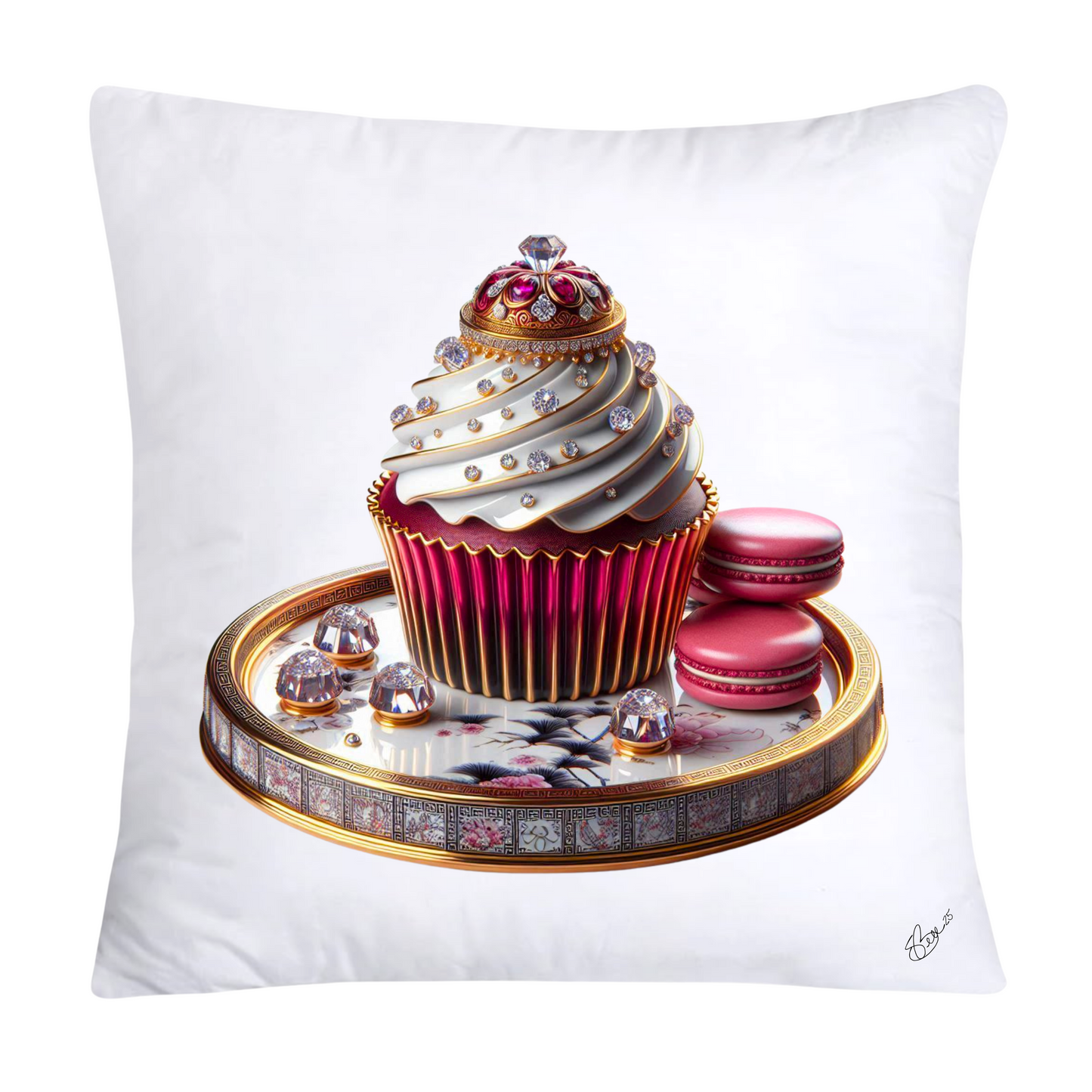 Chinoiserie Maroon Willow Macaroon Pillow Covers-2792