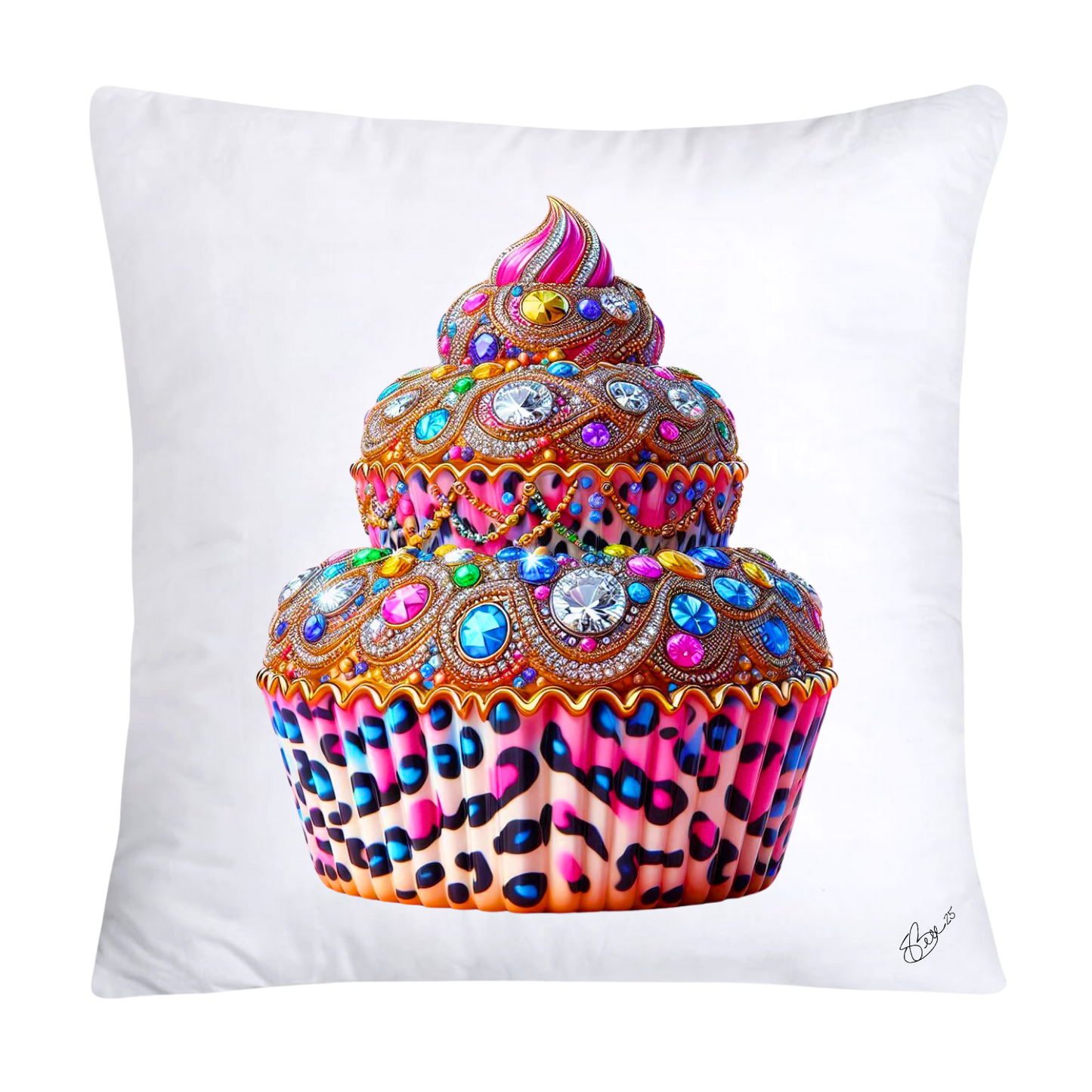 Wild Animal Print Cupcake Throw Pillow Covers 18x18-346