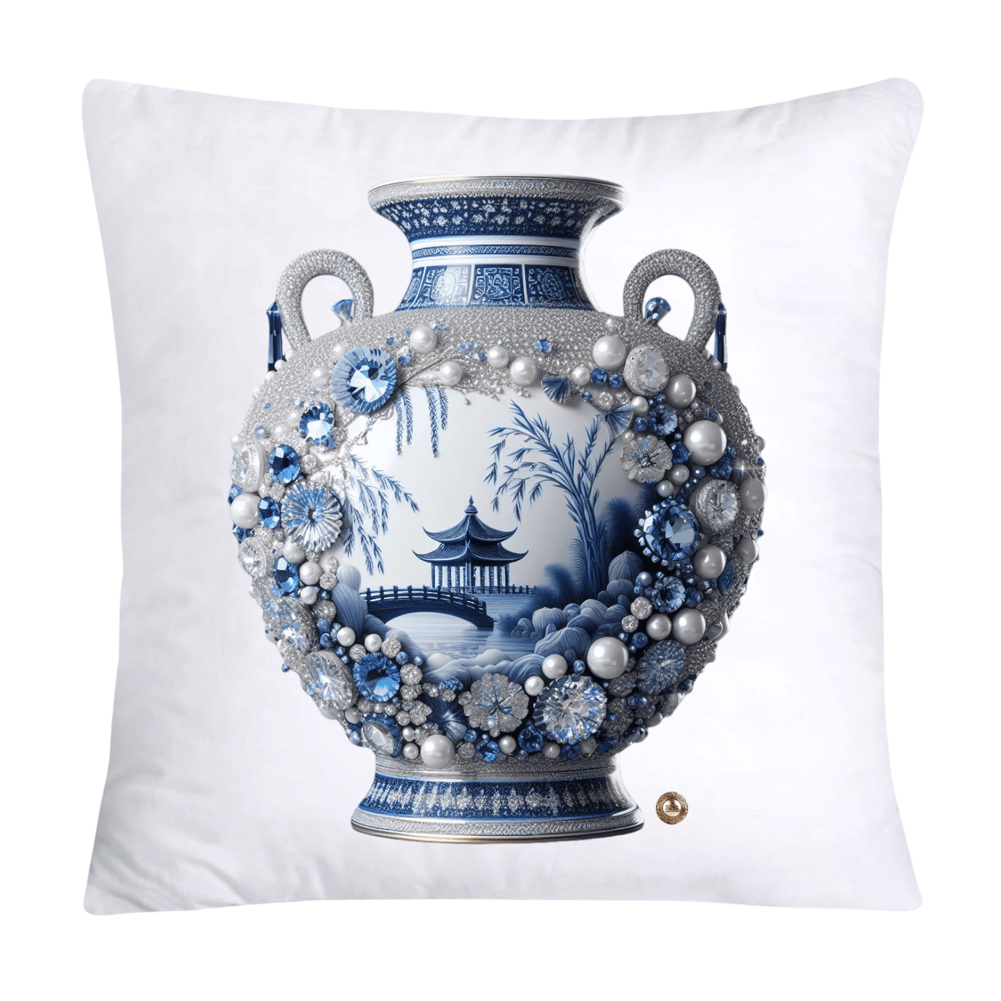 Blue Willow Chinoiserie 18x18 Stunning Vase Pillow Covers-4108
