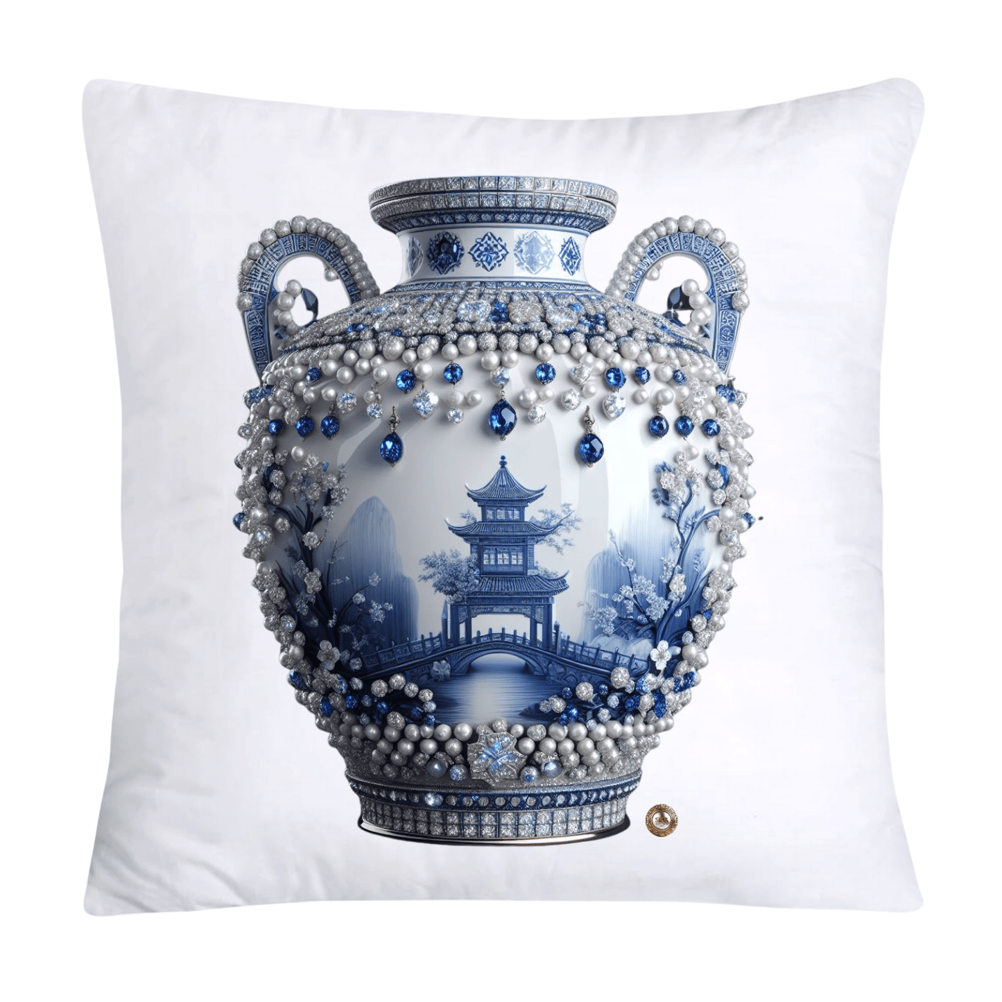 Blue Willow Chinoiserie 18x18 Stunning Vase Pillow Covers-4109