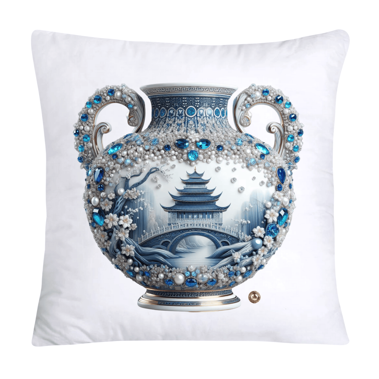 Blue Willow Chinoiserie 18x18 Stunning Vase Pillow Covers-4100