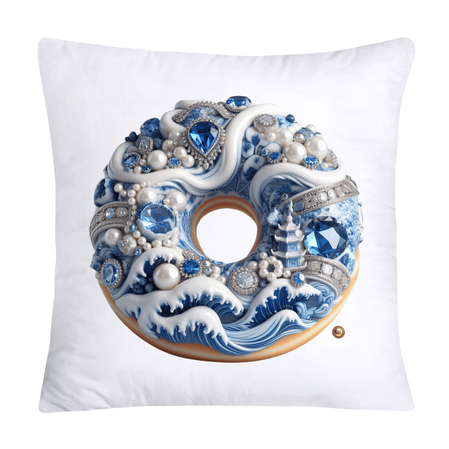 Blue Willow Whimsical Donut 18x18 Throw Pillow Covers-2302