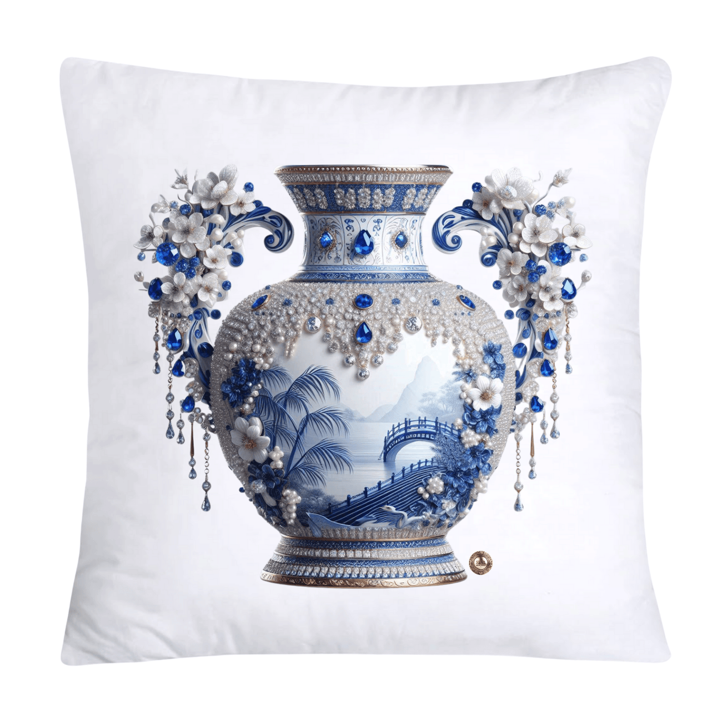 Blue Willow Chinoiserie 18x18 Stunning Vase Pillow Covers-4101