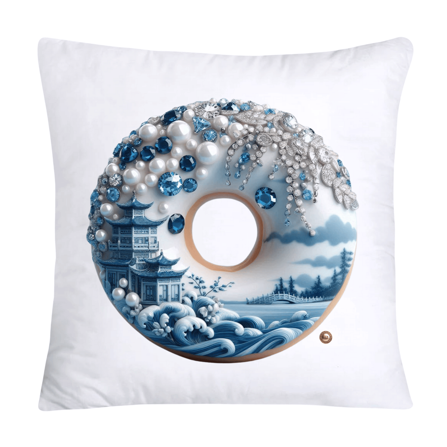 Blue Willow Whimsical Donut 18x18 Throw Pillow Covers-2300