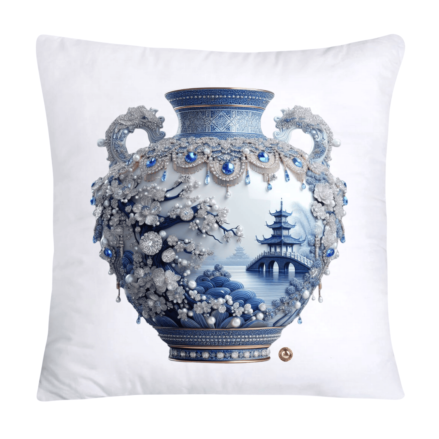 Blue Willow Chinoiserie 18x18 Stunning Vase Pillow Covers-4098