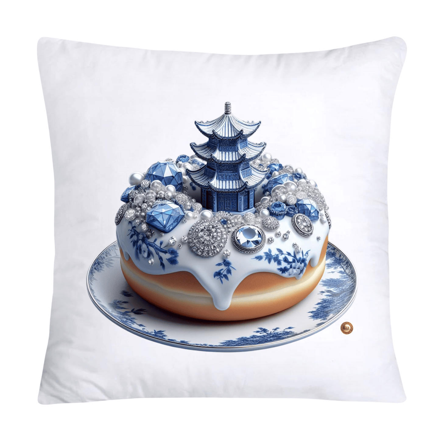 Blue Willow Whimsical Donut 18x18 Throw Pillow Covers-2294