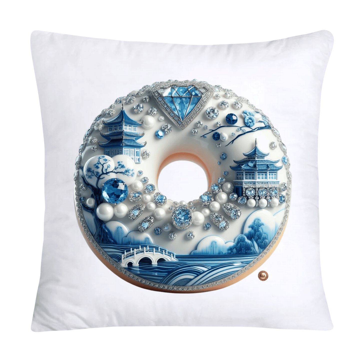 Blue Willow Whimsical Donut 18x18 Throw Pillow Covers-2299