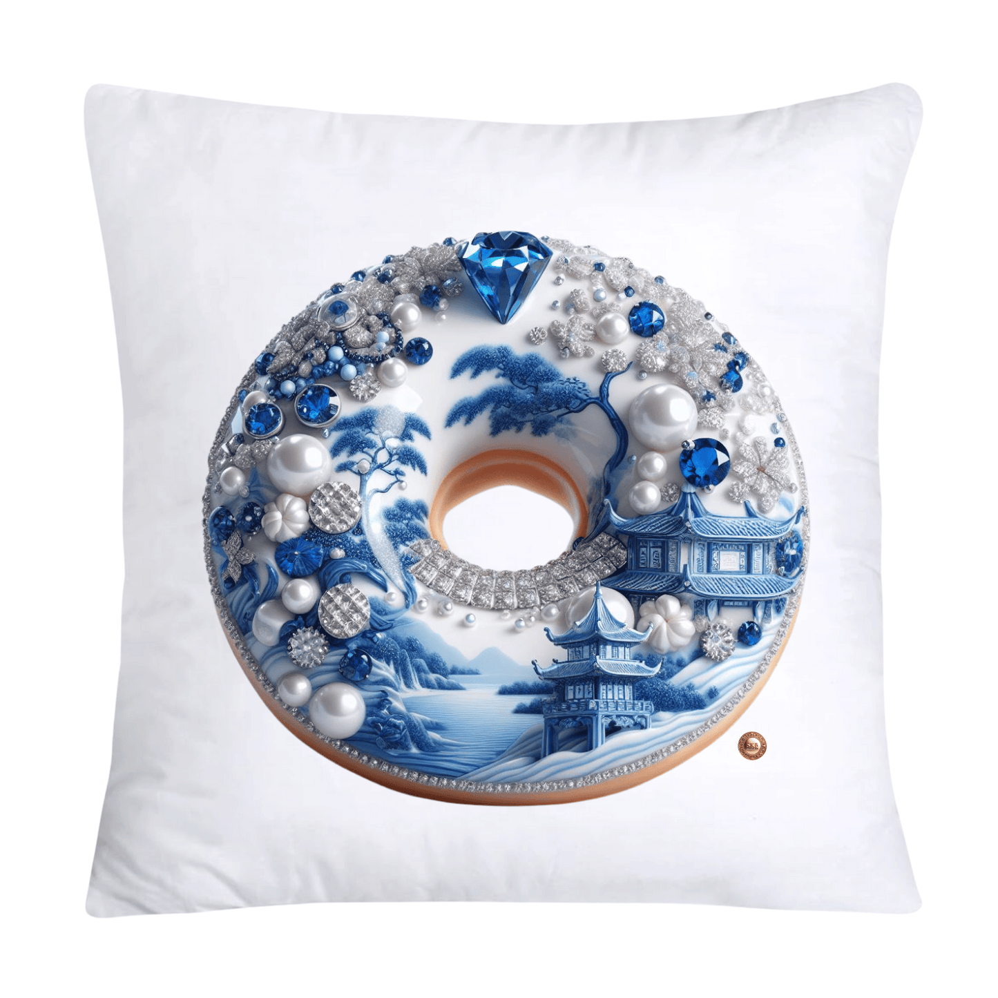 Blue Willow Whimsical Donut 18x18 Throw Pillow Covers-2276