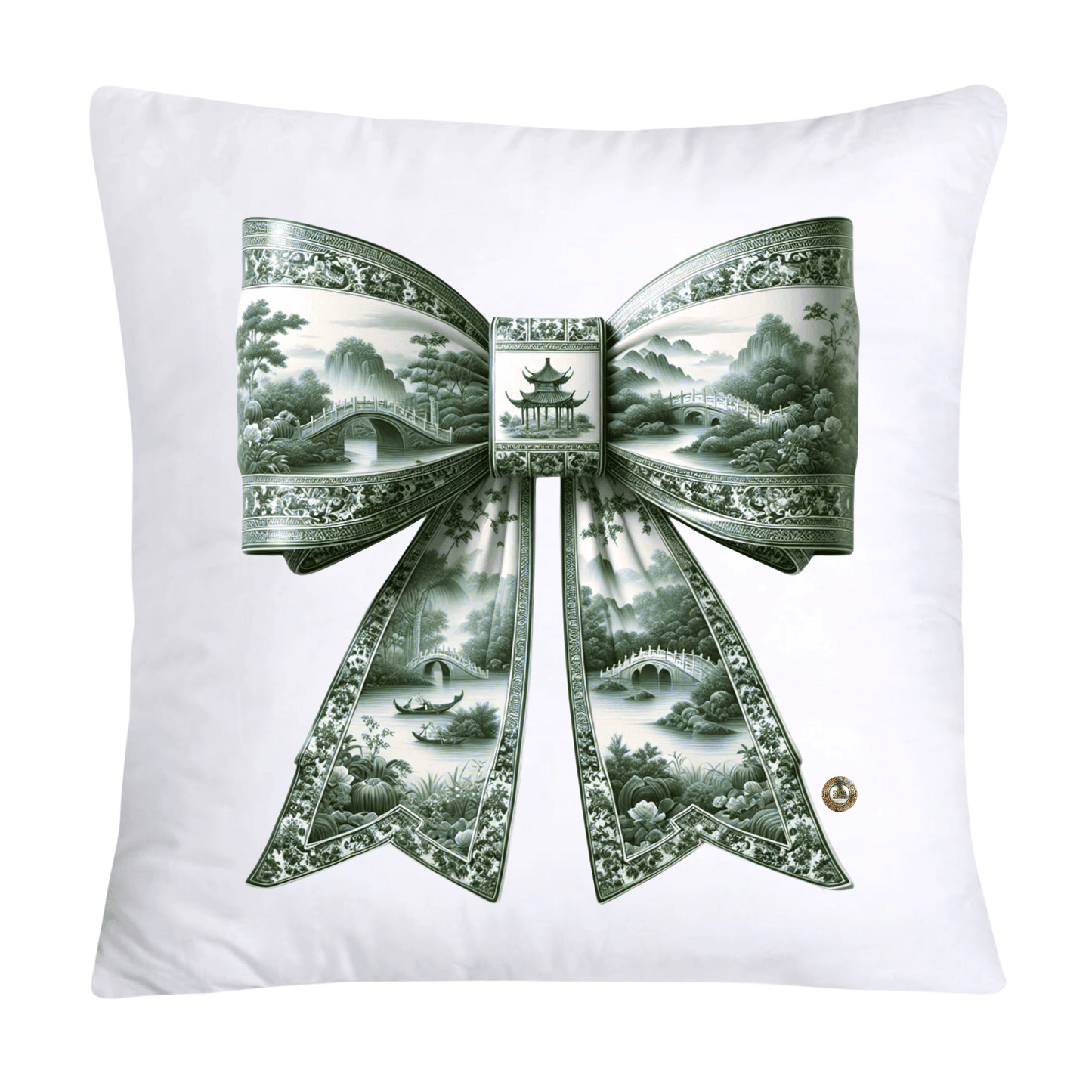 Green Willow Classic Chinoiserie Bow Pillow Covers 18x18-2564