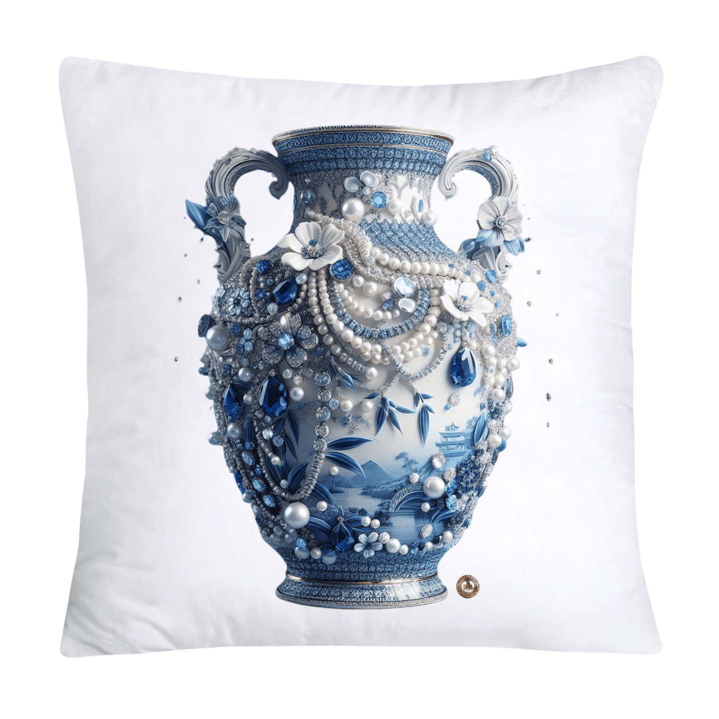 Blue Willow Chinoiserie 18x18 Stunning Vase Pillow Covers-4106