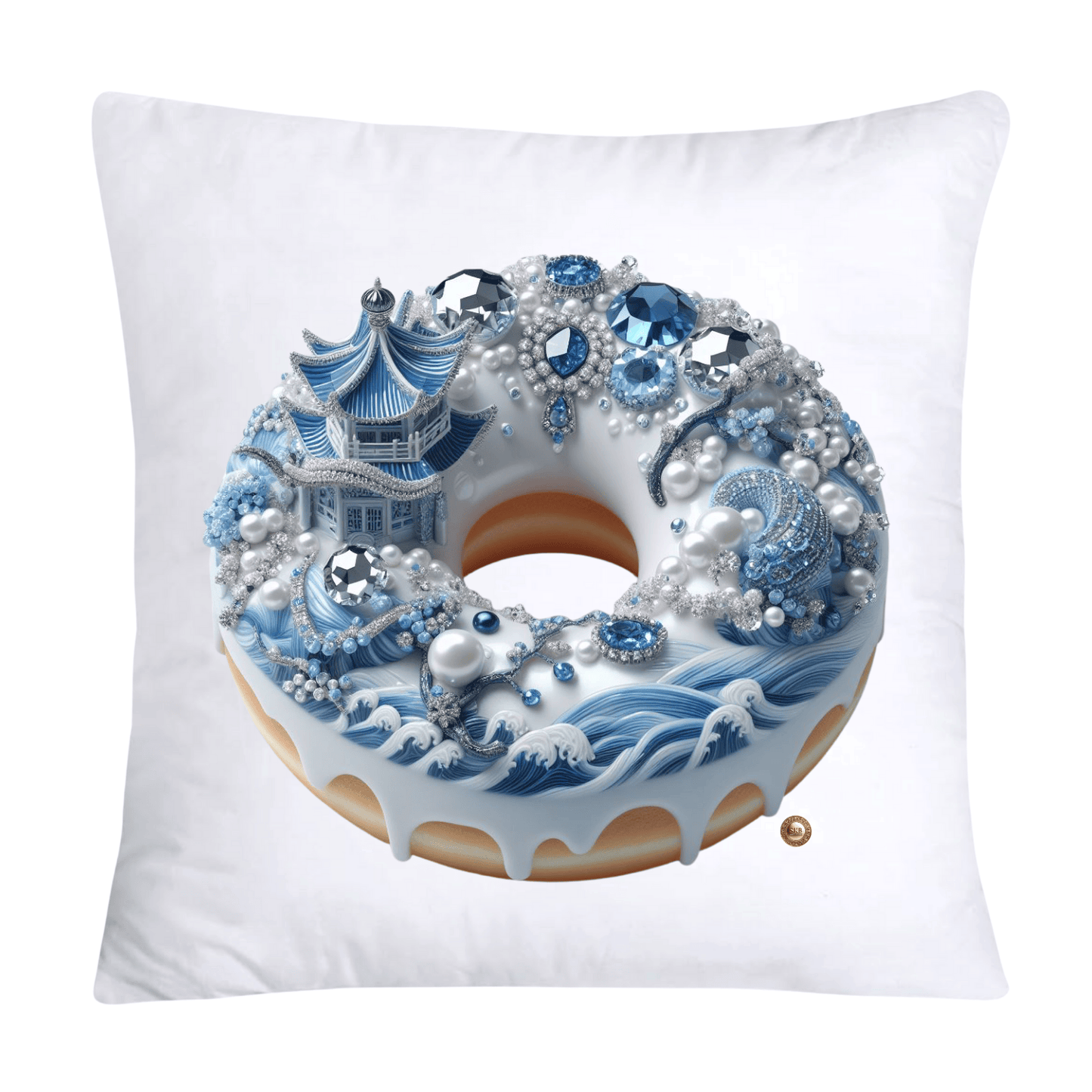 Blue Willow Whimsical Donut 18x18 Throw Pillow Covers-2281